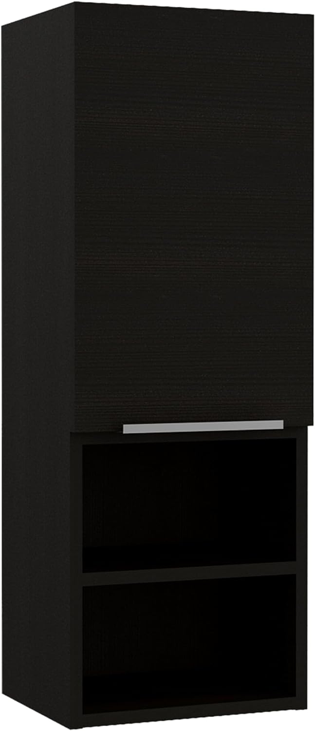 TUHOME Mila Medicine Cabinet, One-Door Cabinet,Two Internal Shelves, Two External Shelves,Black, For Bathroom
