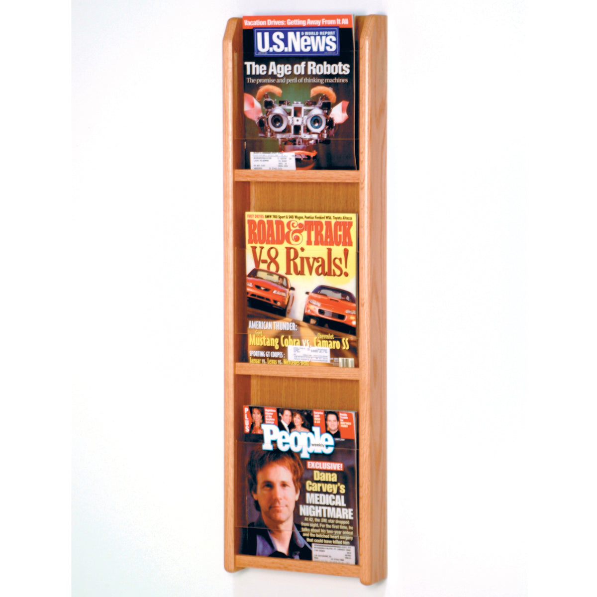 Wooden Mallet Divulge 3 Magazine Wall Display, Light Oak
