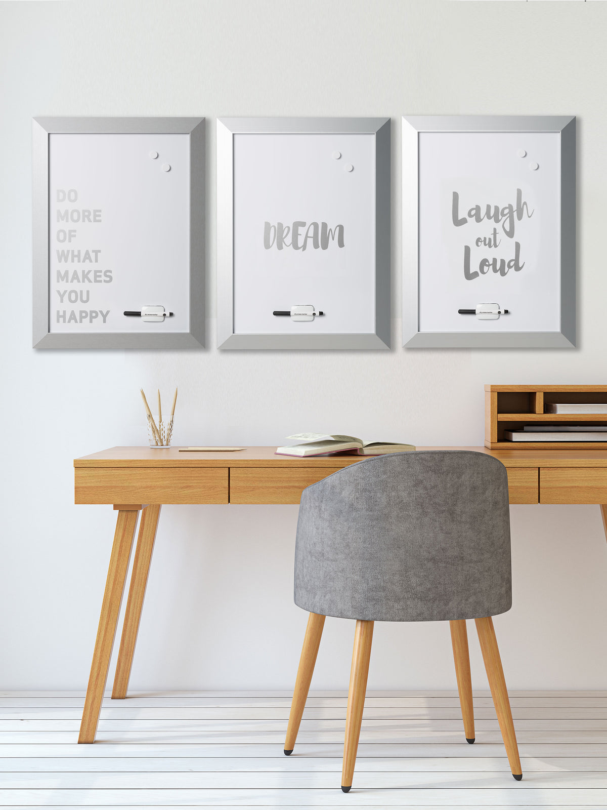 Magnetic Dry-Erase Quote Board, Do More... Quote, Silver Metallic Frame, 18 X 24,