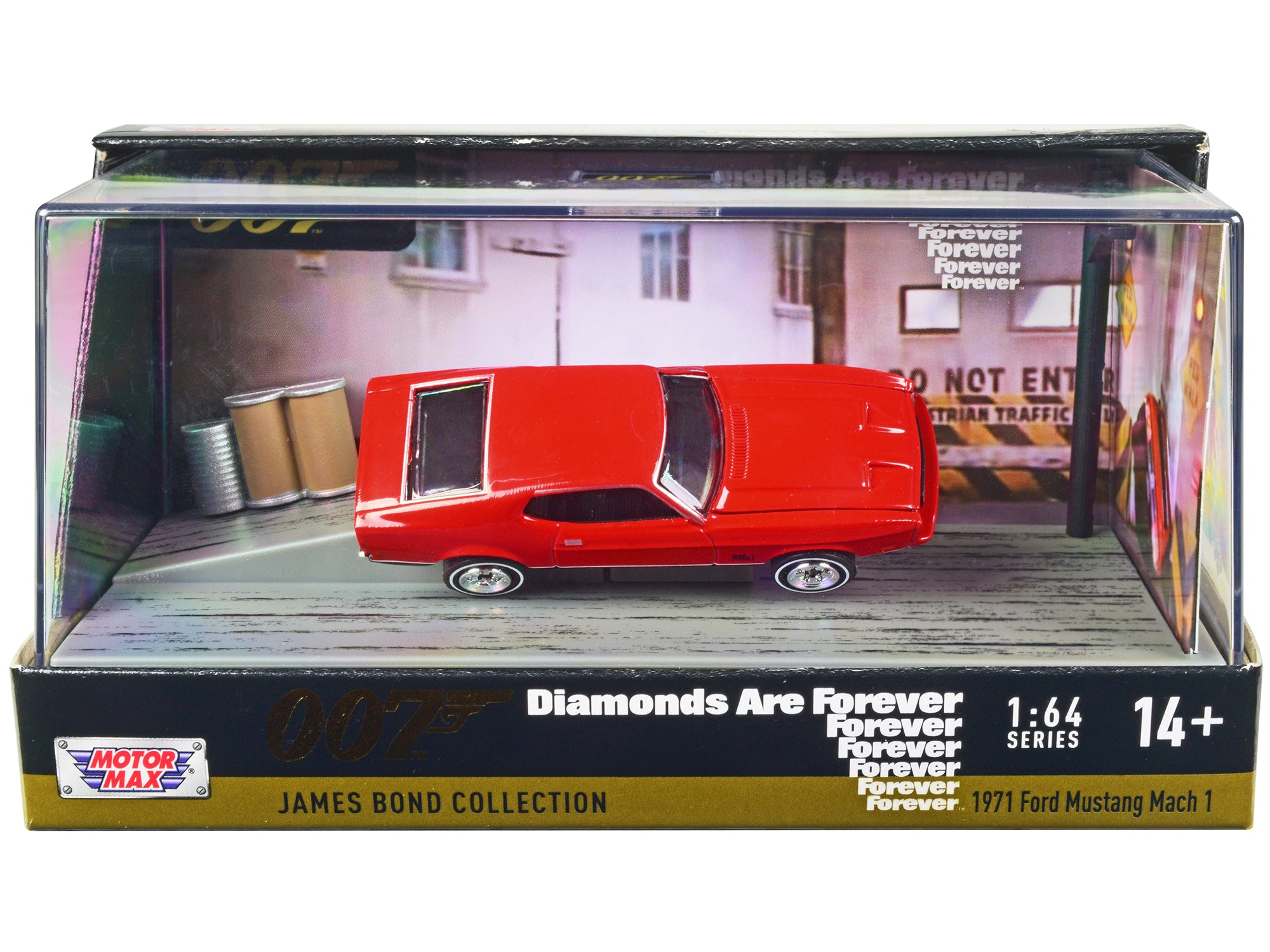 1971 Ford Mustang Mach 1 Red James Bond 007 Diamonds Are Forever (1971) Movie With Display 1/64 Diecast Model Car By Motorma