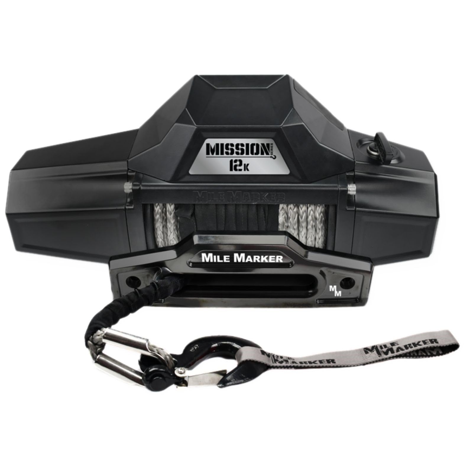 Mission Winch 12K With Synthetic Rope  Black