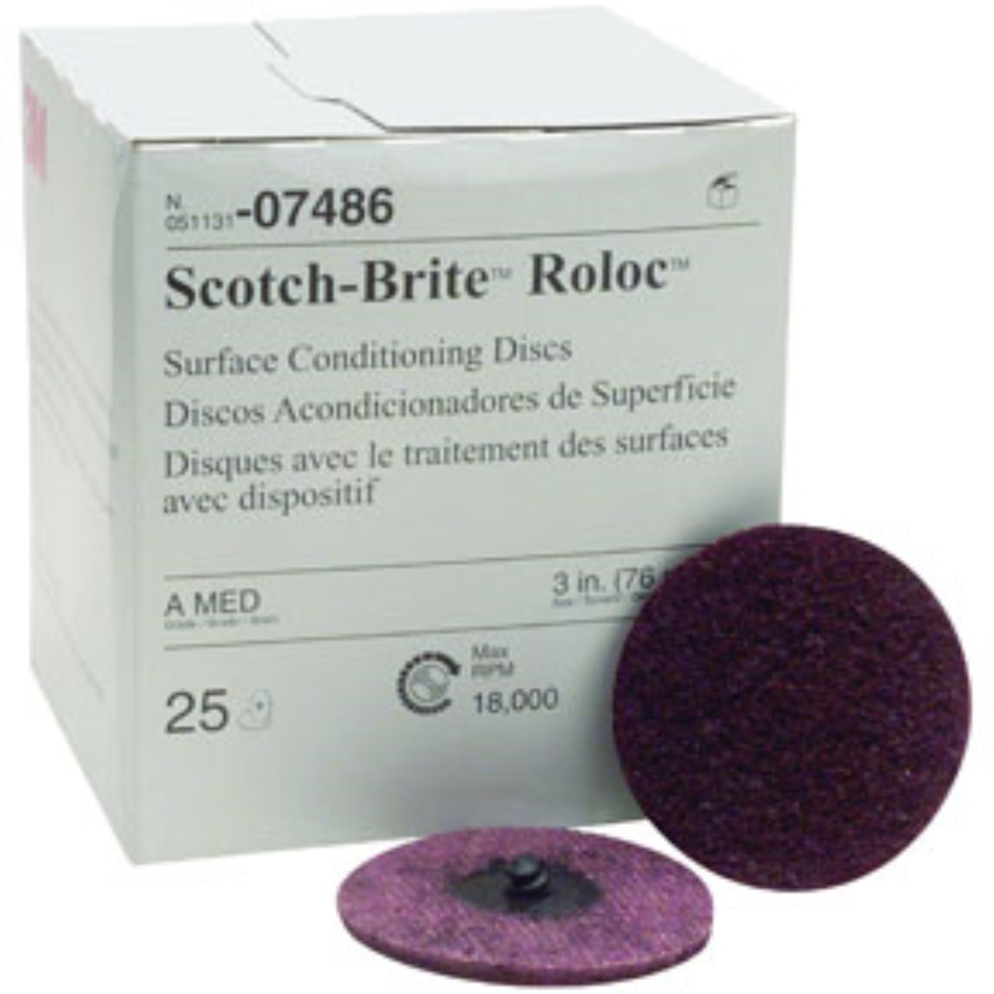 Scotch-Brite Roloc Surface Conditioning Disc, 07486, SC-DR, A/O Medium, TR, 3 in
