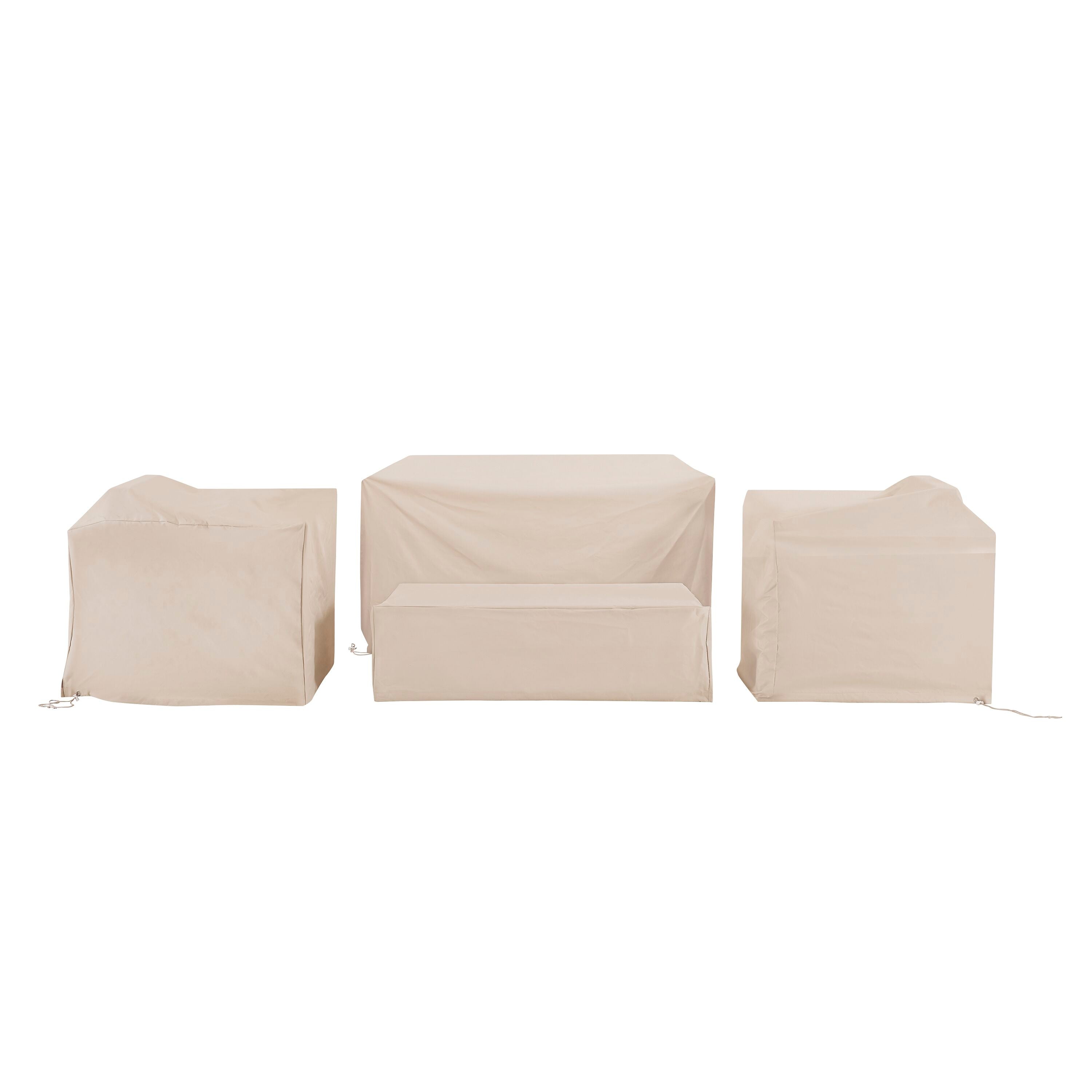 Outdoor Furniture Cover Set | Custom-Fitted | Durable Reinforced Vinyl | Protects From Snow, Dirt, Rain | Secure Fit With Drawstrings | Ideal For Wicker Loveseats, Chairs, Coffee Tables'