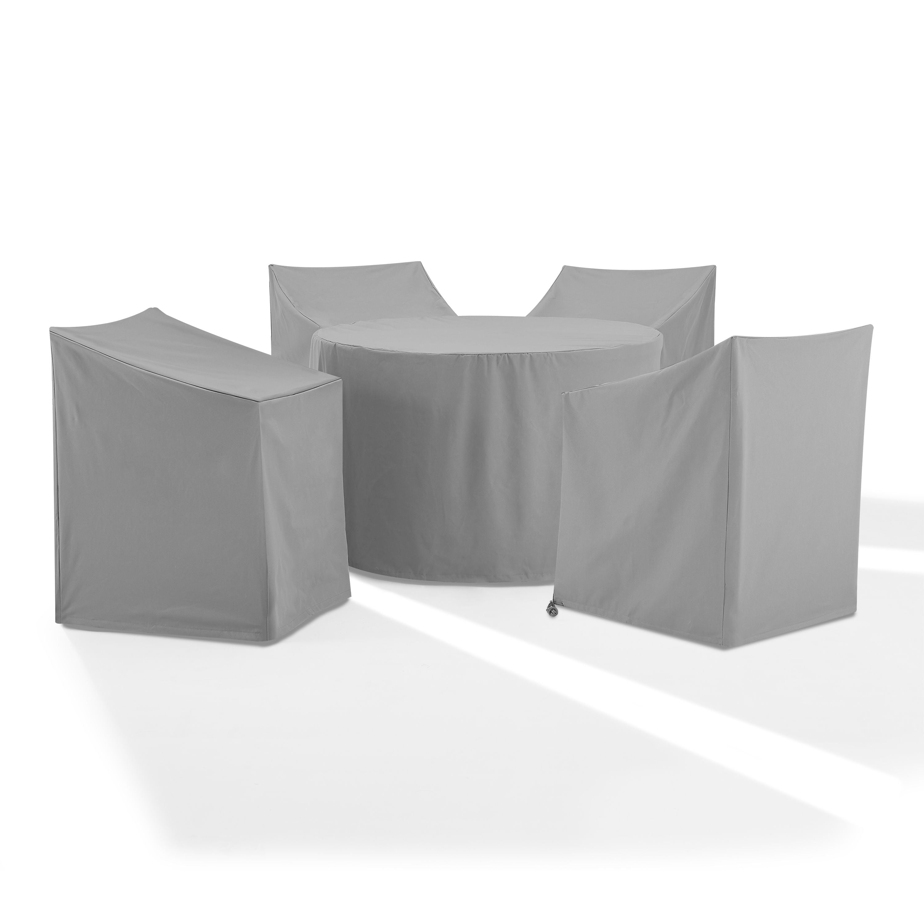 5 Piece Round Outdoor Dining Furniture Cover Set Gray - 4 Dining Arm Chairs & 1 Round Dining Table