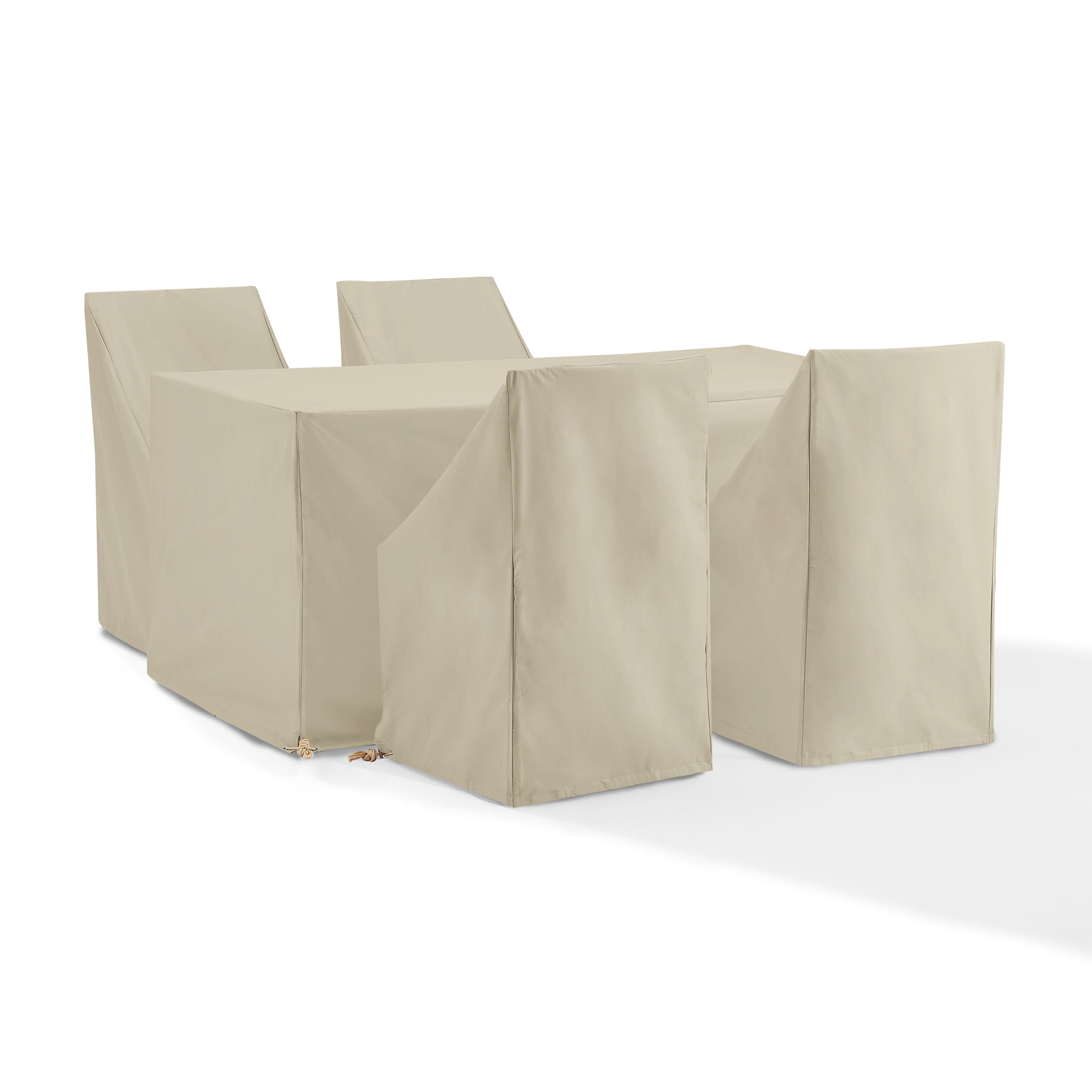 Long-Lasting 5-Piece Universal Outdoor Cover Set | Sturdy Reinforced Vinyl | Protects Patio Furniture | Fits Various Chairs & Tables | Tan'