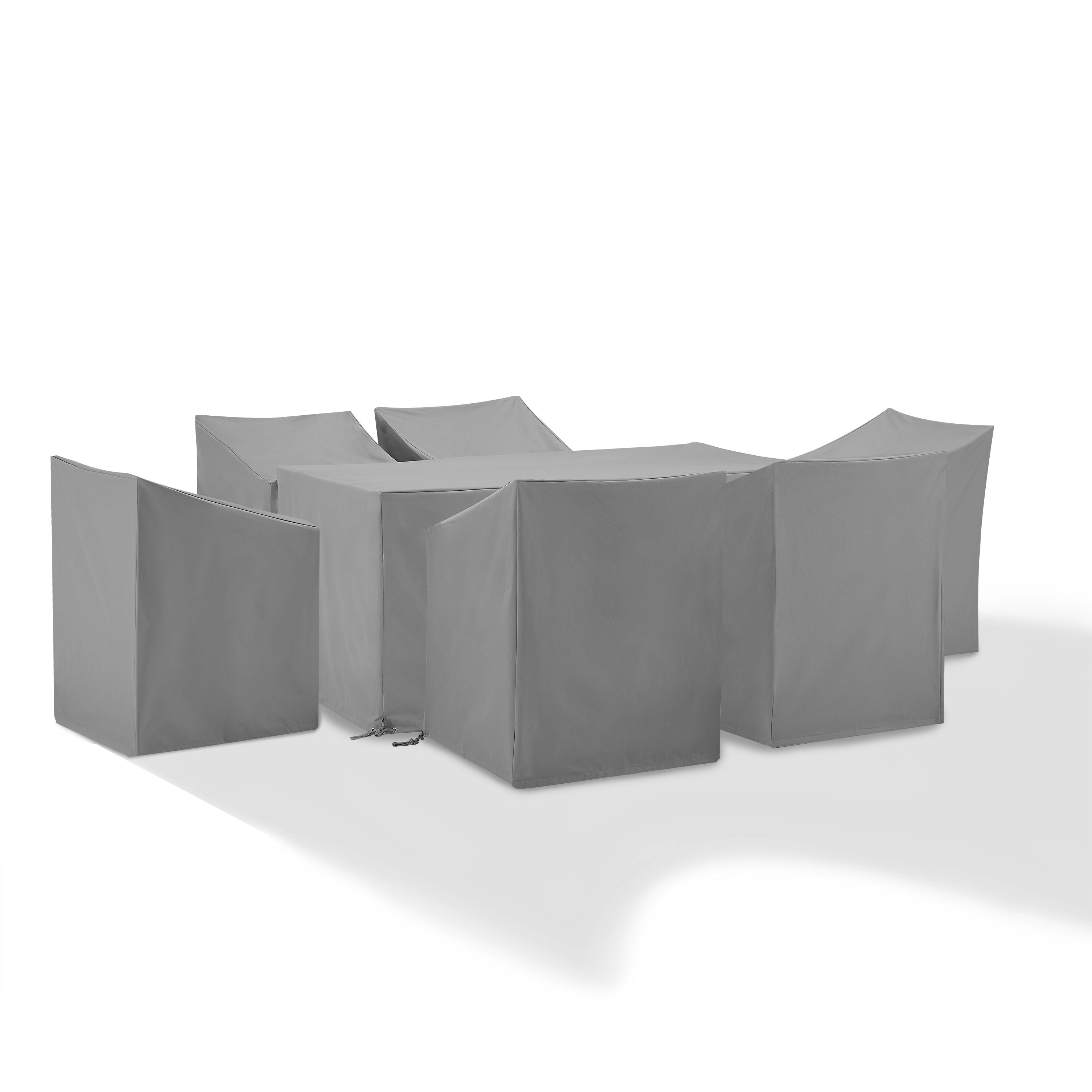 7Pc Universal Outdoor Furniture Cover Set | Durable Reinforced Vinyl | Protects Patio Set | Fits Various Chairs & Tables | Gray