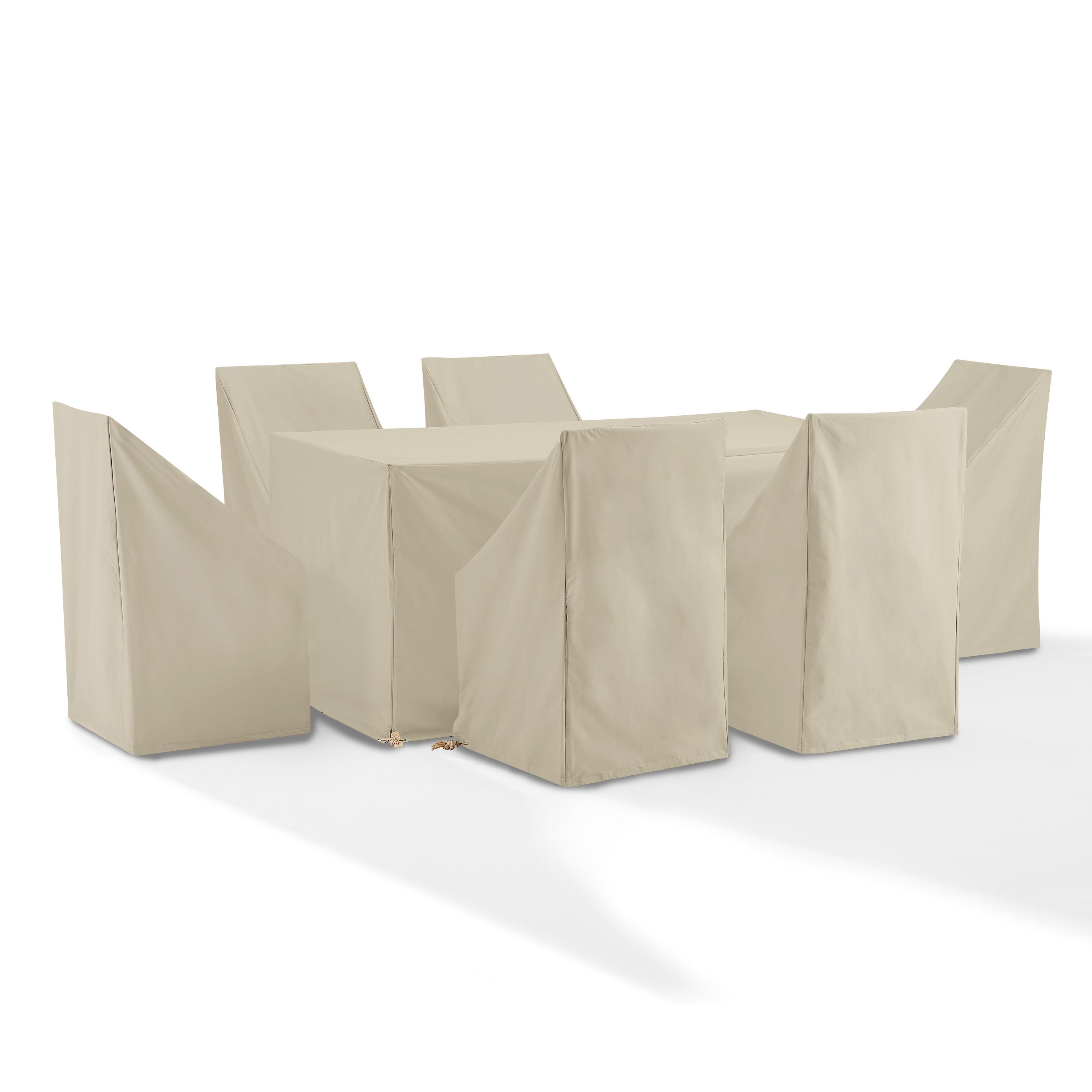 7 Piece Outdoor Dining Furniture Cover Set Tan - 6 Dining Side Chairs & 1 Dining Table