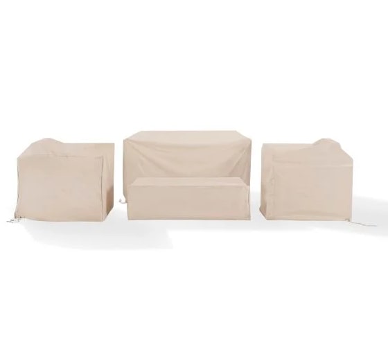Universal Protective Outdoor Furniture Covers - Set Of 4 | Durable Reinforced Vinyl | Weatherproof | Drawstrings For Tight Fit | Fits Wicker Loveseats, Chairs, And Tables'