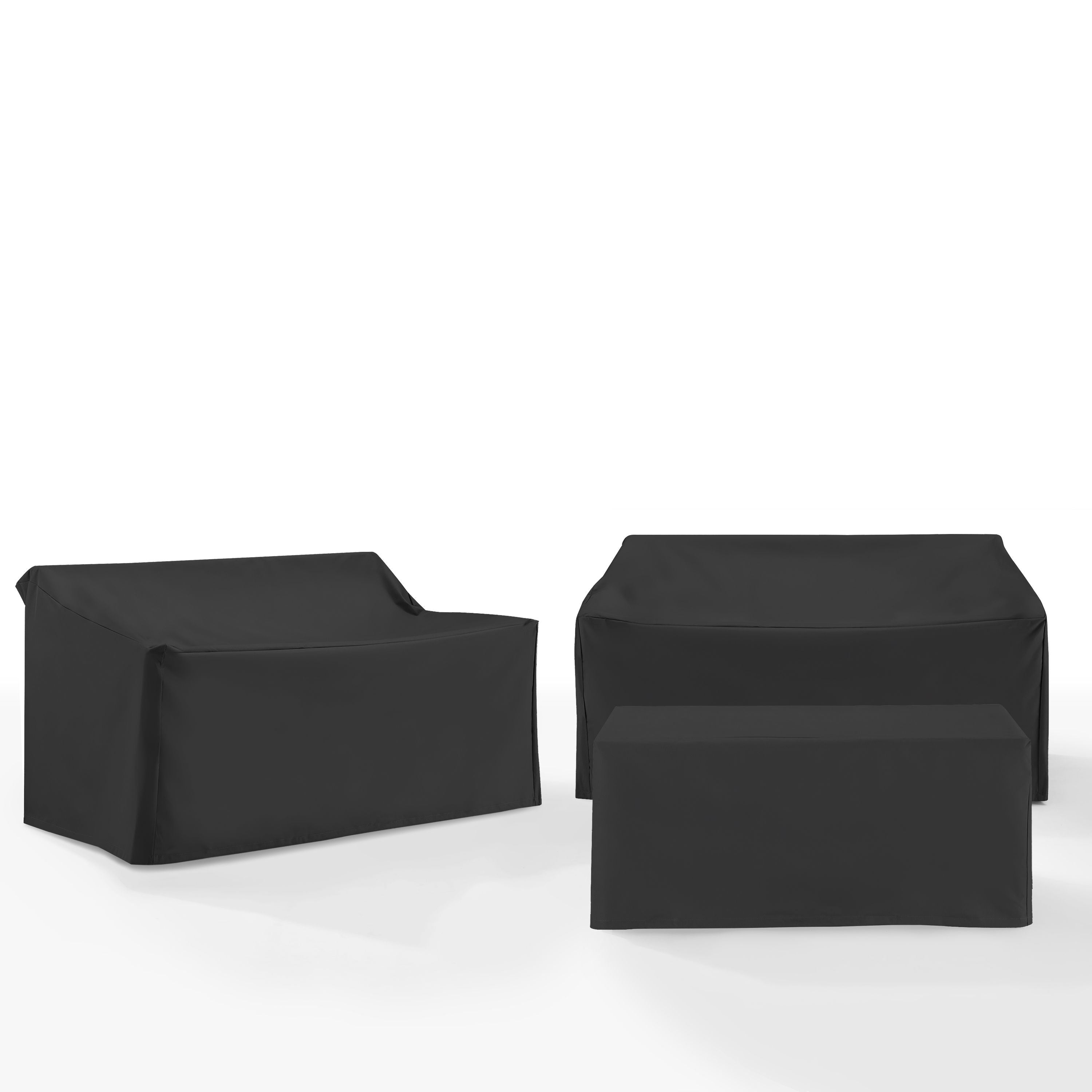 3Pc Outdoor Furniture Cover Set Black - 2 Loveseats & 1 Coffee Table