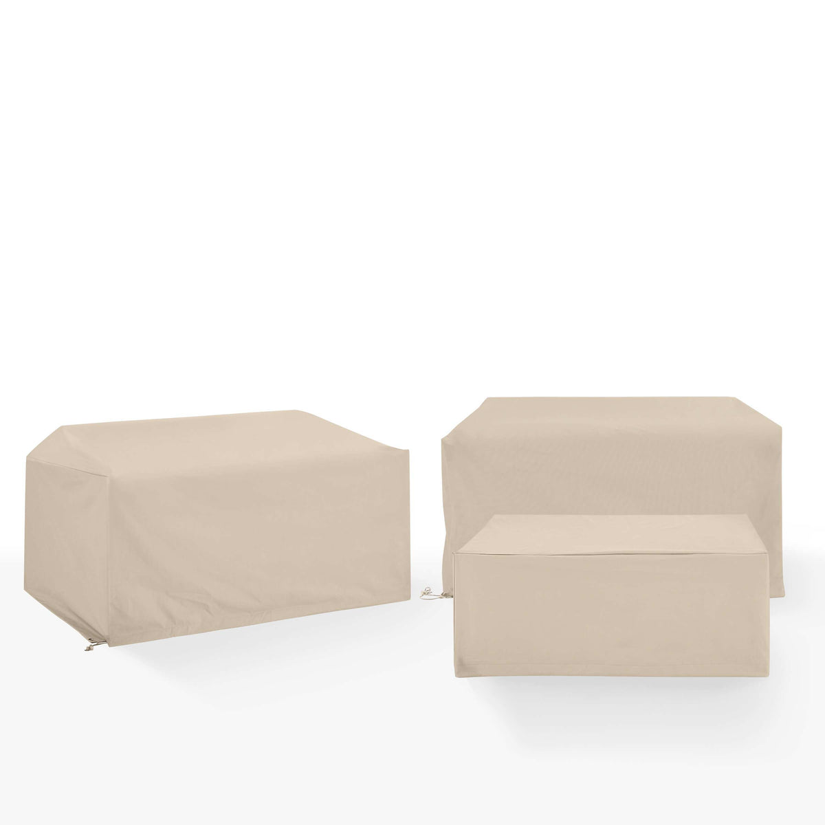 Universal 3Pc Outdoor Furniture Cover Set - Heavy Gauge Reinforced Vinyl, Drawstrings, Fits Wicker Loveseats & Rectangle Coffee Tables'