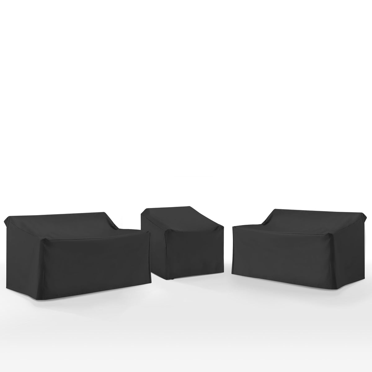 3Pc Outdoor Sectional Furniture Cover Set Black - 2 Loveseats & 1 Chair