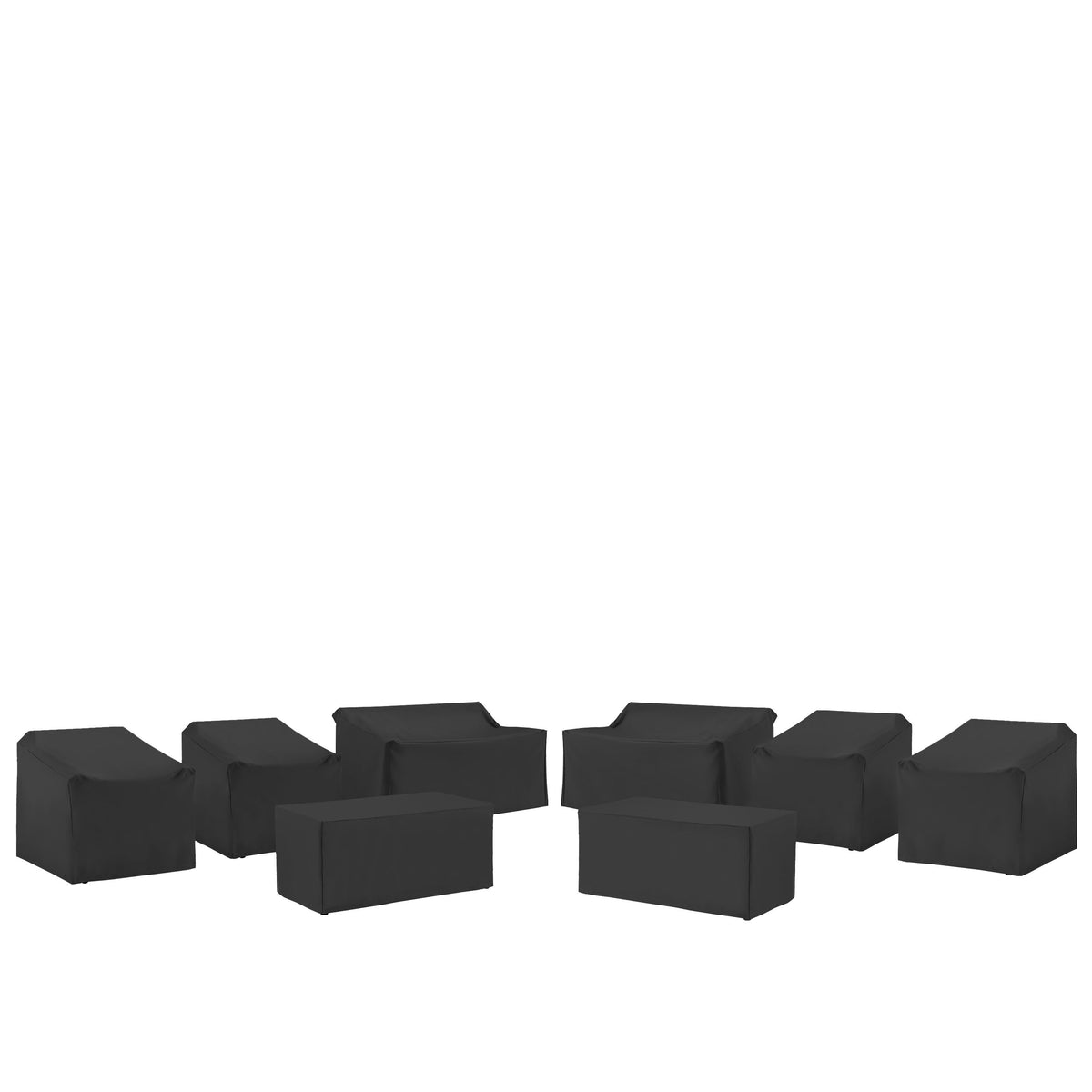 8Pc Outdoor Furniture Cover Set Black - 4 Chairs, 2 Loveseats, & 2 Coffee Tables