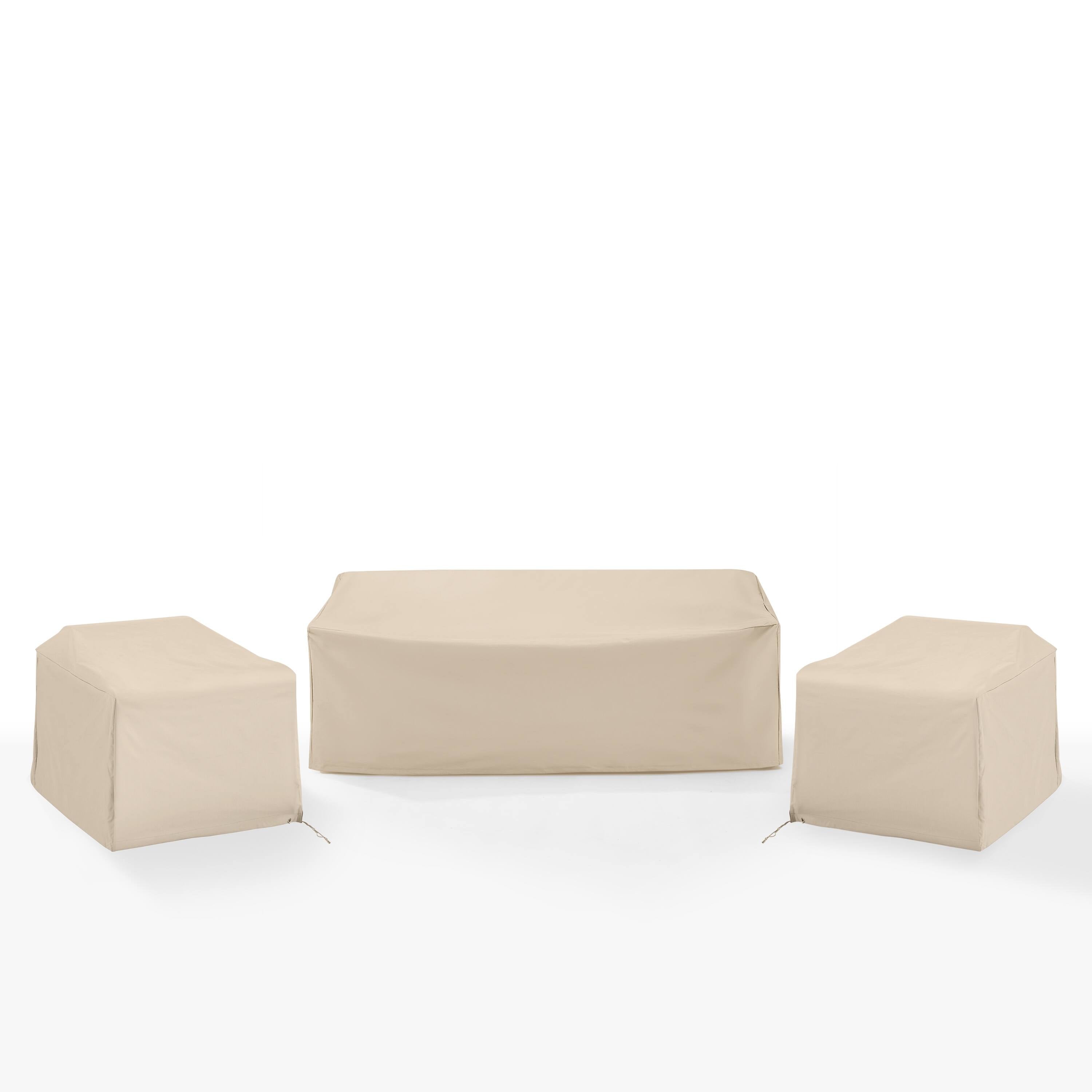Universal 3Pc Outdoor Furniture Cover Set | Durable Reinforced Vinyl | Snug Fit With Drawstrings | Protects Wicker Sofas & Patio Chairs | All-Season Protection'