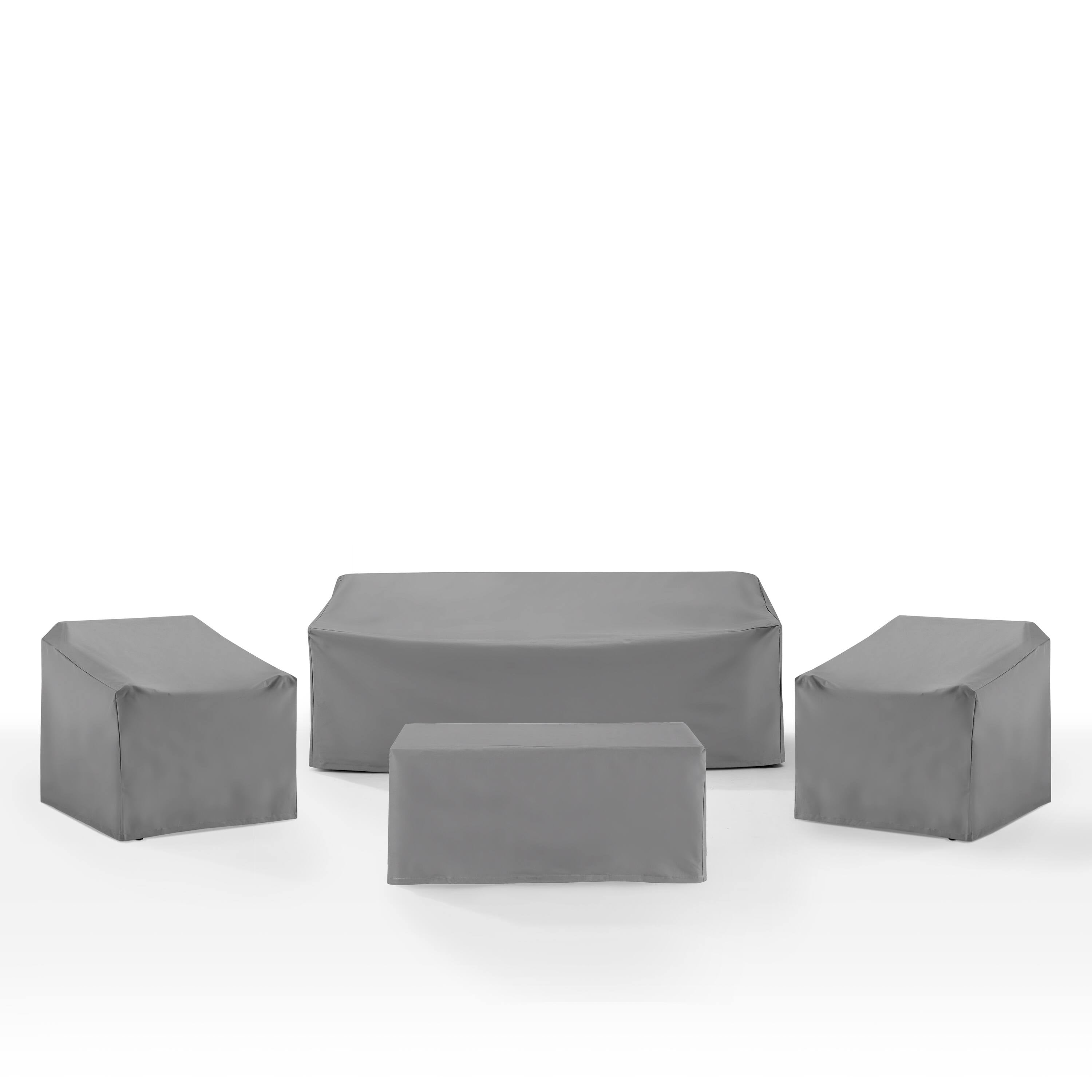 Universal Outdoor Furniture Covers - Set Of 4 | Heavy Gauge Reinforced Vinyl | Weatherproof | Fits Wicker Sofas, Patio Chairs, Rectangle Coffee Tables | Snug Fit With Drawstring Closure
