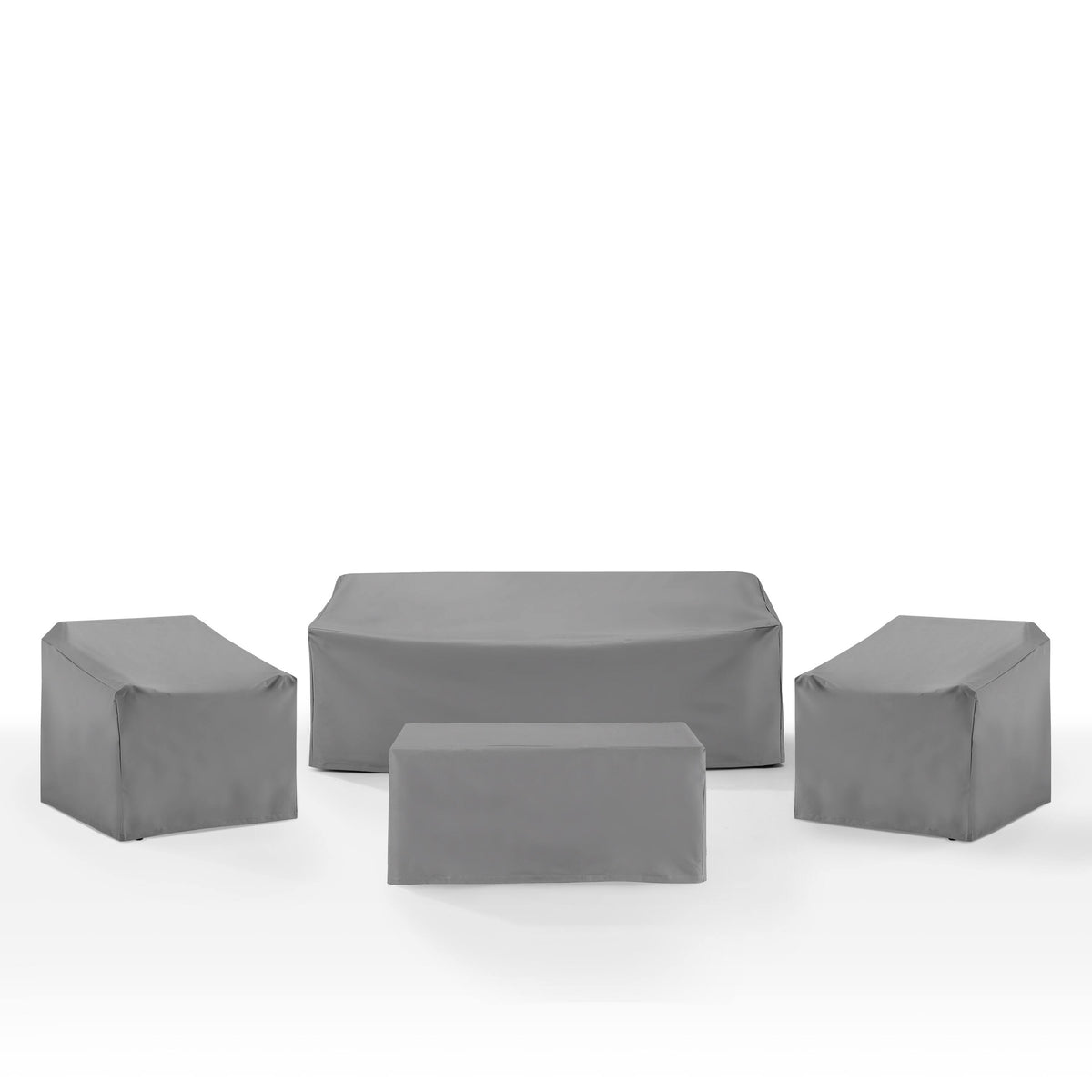 Universal Outdoor Furniture Covers - Set Of 4 | Heavy Gauge Reinforced Vinyl | Weatherproof | Fits Wicker Sofas, Patio Chairs, Rectangle Coffee Tables | Snug Fit With Drawstring Closure