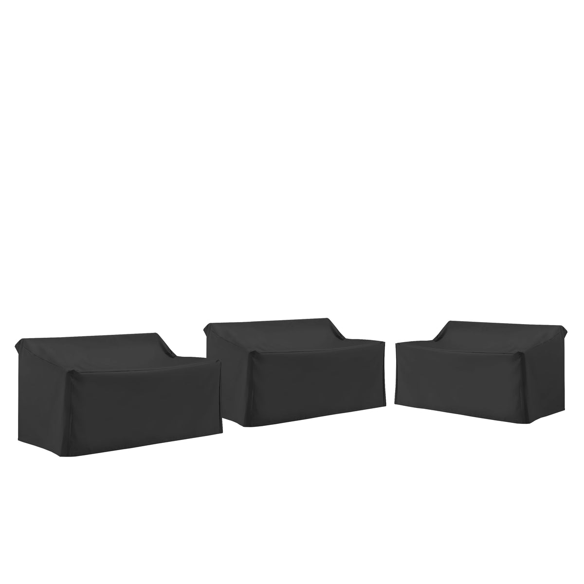 3Pc Outdoor Sectional Furniture Cover Set Black - 3 Loveseats