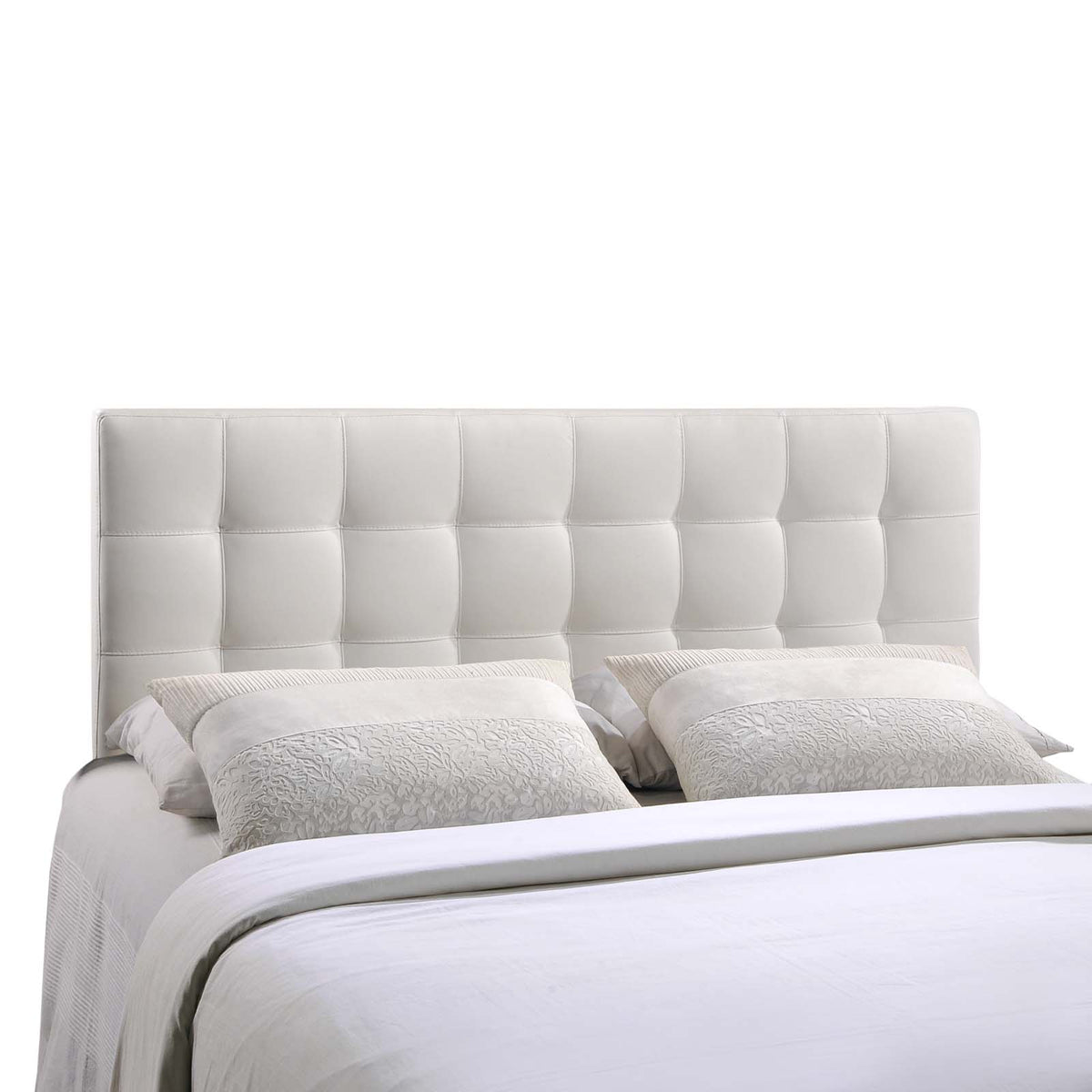 Lily Queen Upholstered Vinyl Headboard - White