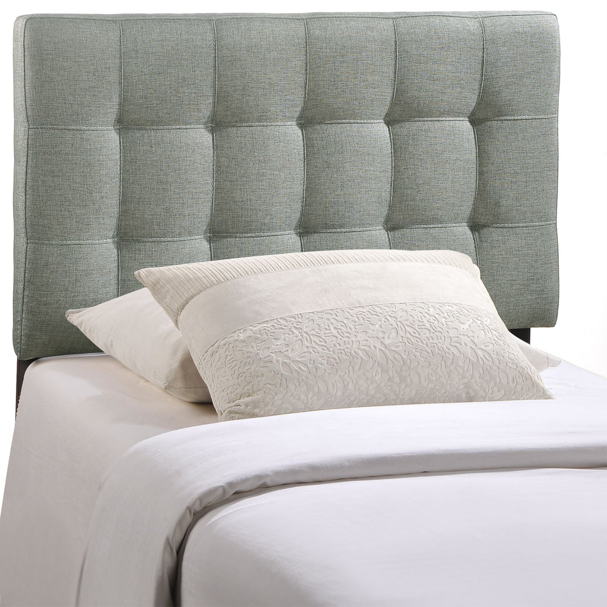 Casafoyer Lily Tufted Linen Fabric Upholstered Twin Headboard In Gray