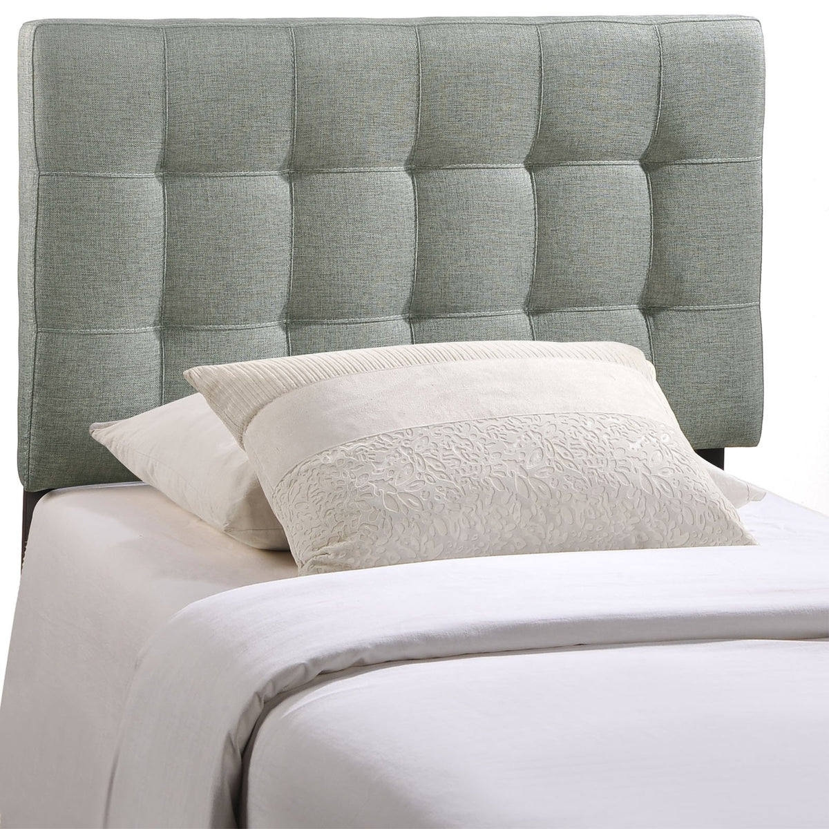 Casafoyer Lily Tufted Linen Fabric Upholstered Twin Headboard In Gray