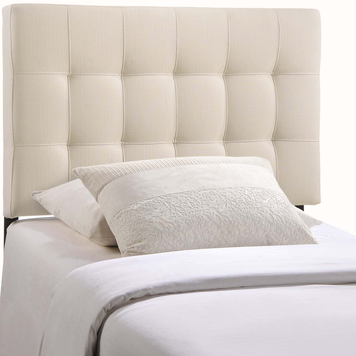 Lily Twin Upholstered Fabric Headboard - Ivory