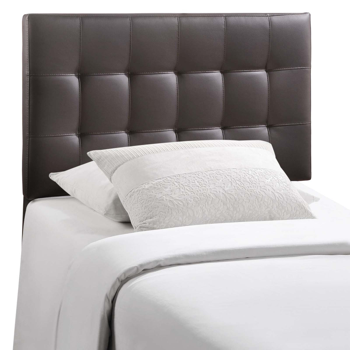 Lily Twin Upholstered Vinyl Headboard - Brown