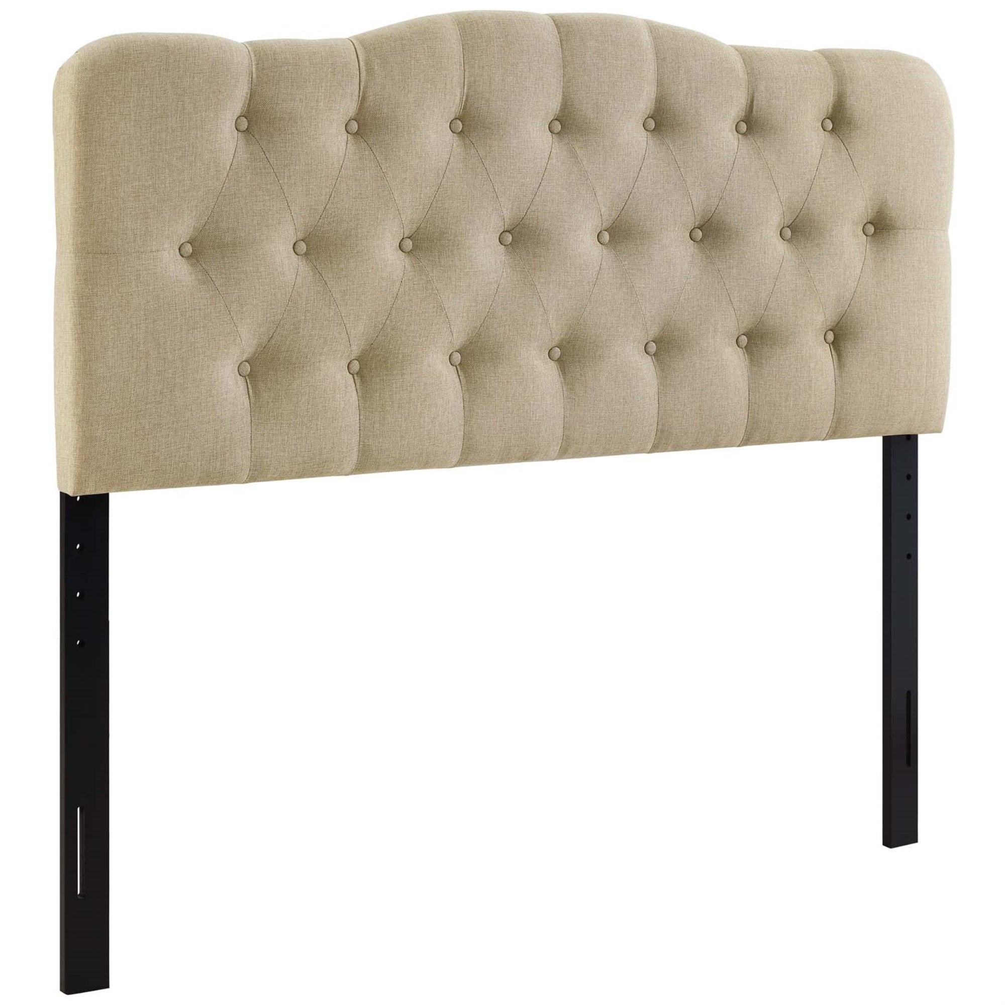 Ergode Annabel Button Tufted Linen Fabric Upholstered Queen Headboard - Enhance Bedroom Ambiance With Elegant Design - Lightweight & Durable Materials - Luxurious Upgrade For Bedroom Decor