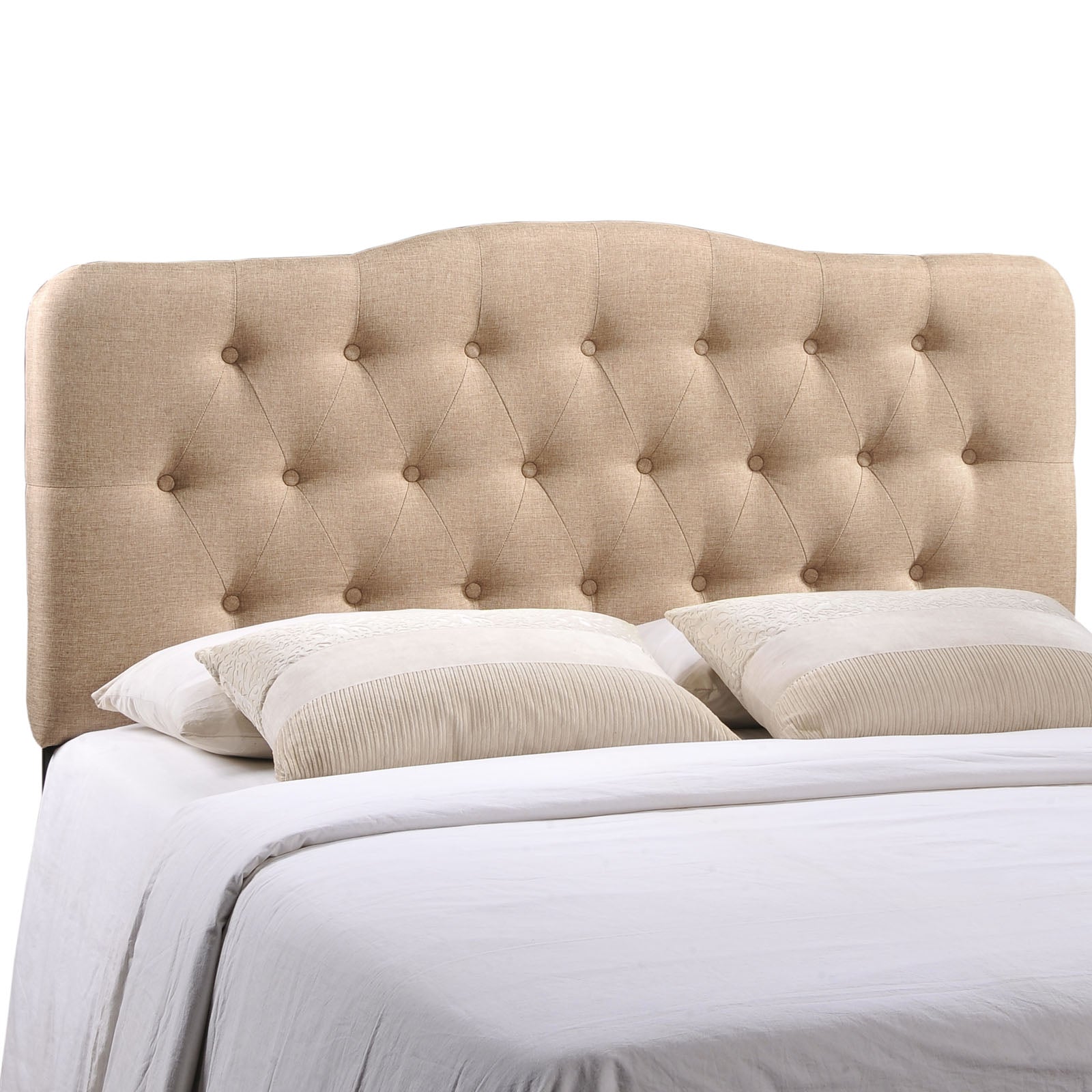 Annabel Queen Upholstered Fabric Headboard - Beige