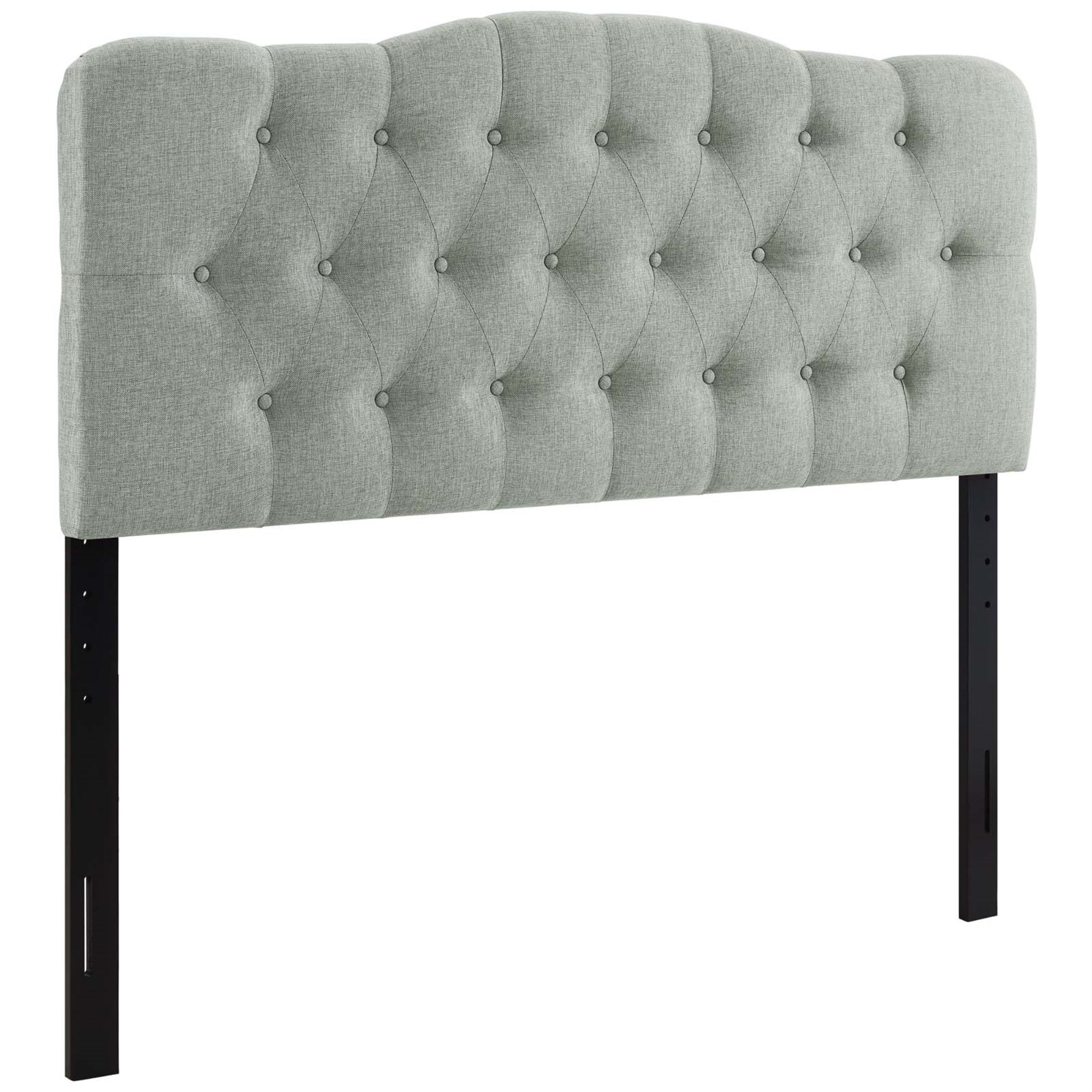 Ergode Annabel Button Tufted Linen Fabric Upholstered Queen Headboard - Enhance Bedroom Ambiance With Elegant Gray Design