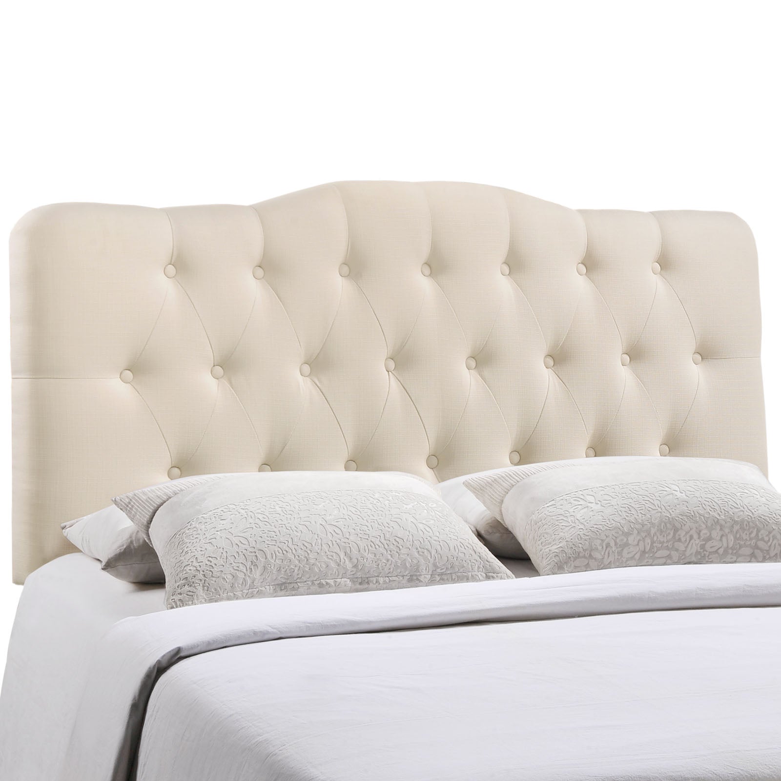 Annabel Queen Upholstered Fabric Headboard - Ivory