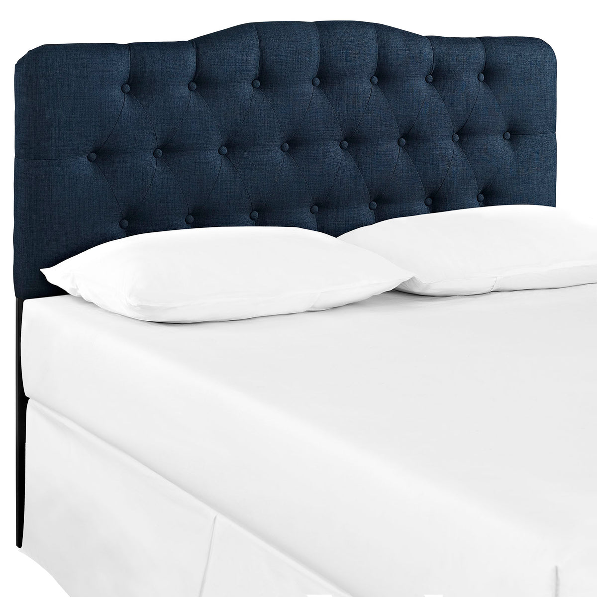 Annabel Queen Upholstered Fabric Headboard - Navy