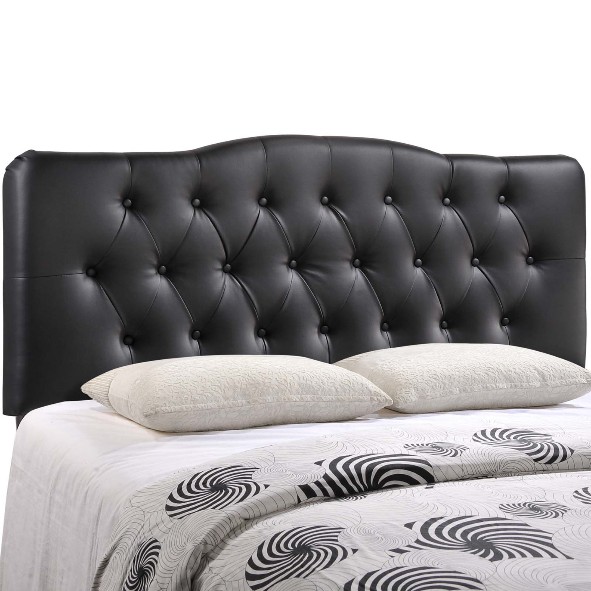 Ergode Annabel Button Tufted Faux Leather Upholstered Queen Headboard - Enhance Bedroom Ambiance With Soft Tones & Meaningful Design