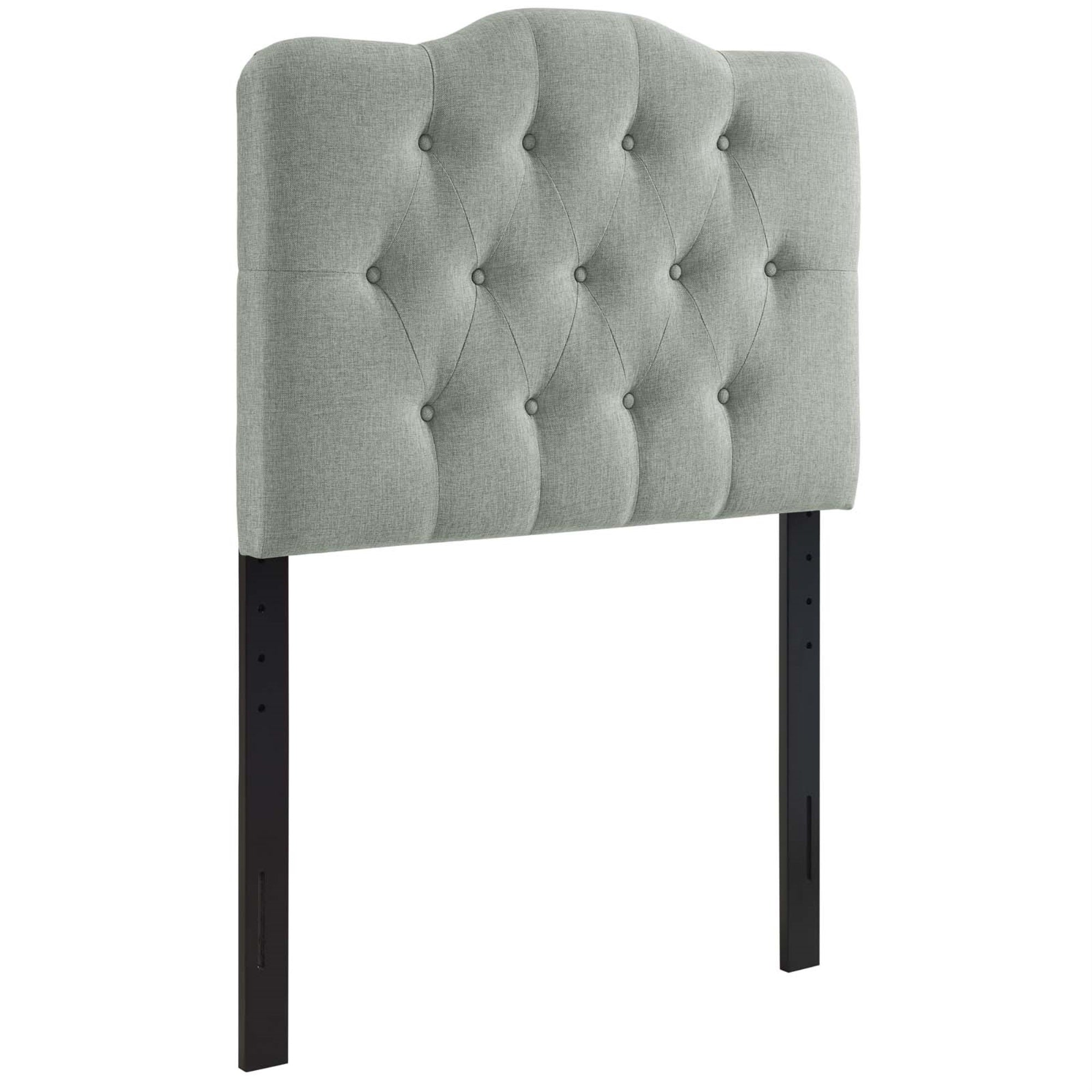 Ergode Annabel Button Tufted Linen Fabric Twin Headboard - Enhance Dorm, Kid, Teen Or Guest Bedroom Ambiance - Elegant Design, Lightweight & Durable - Gray