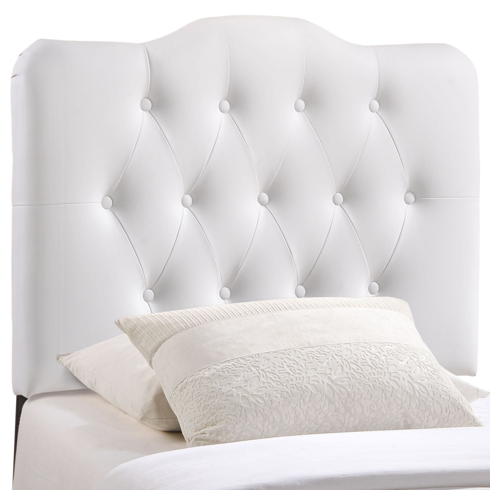Annabel Twin Upholstered Vinyl Headboard - White
