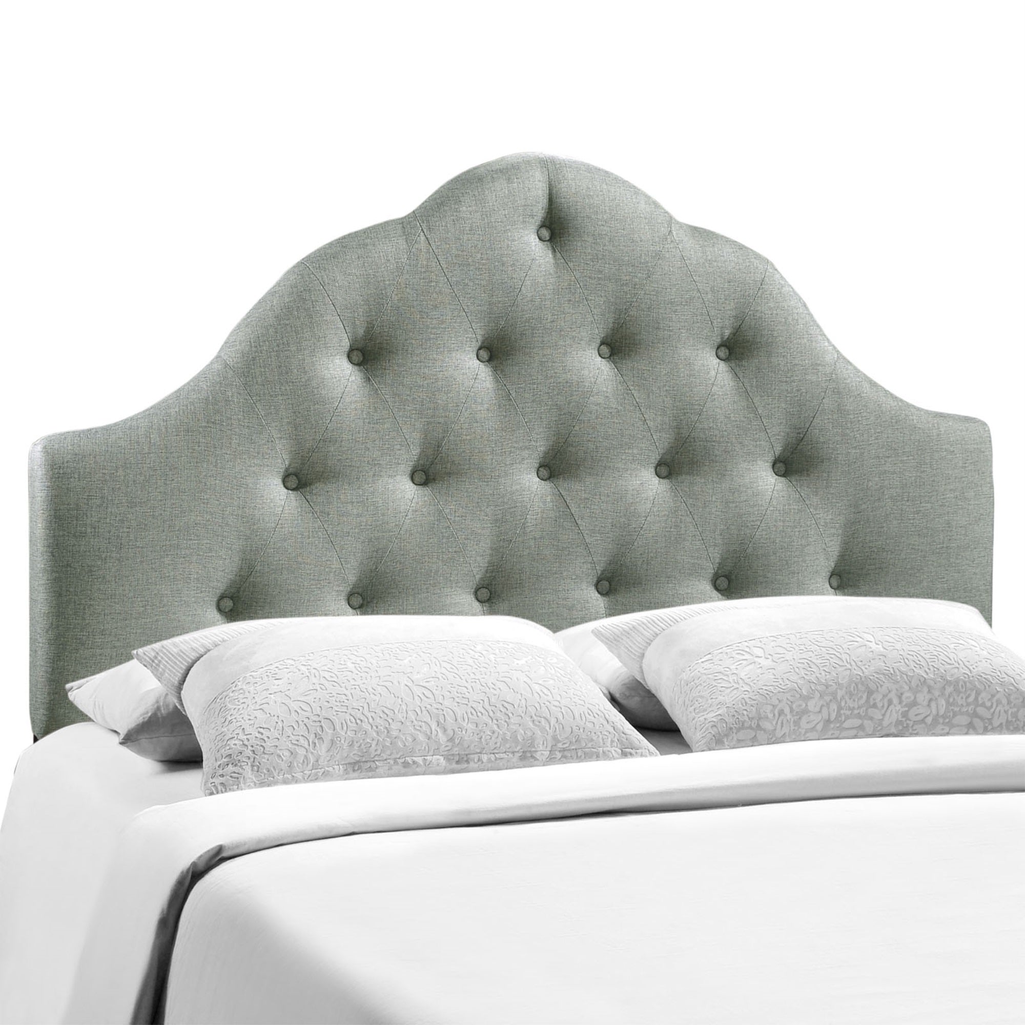 Ergode Sovereign Button Tufted Linen Fabric Upholstered King Headboard - Luxurious Comfort, Elegant Design - Gray