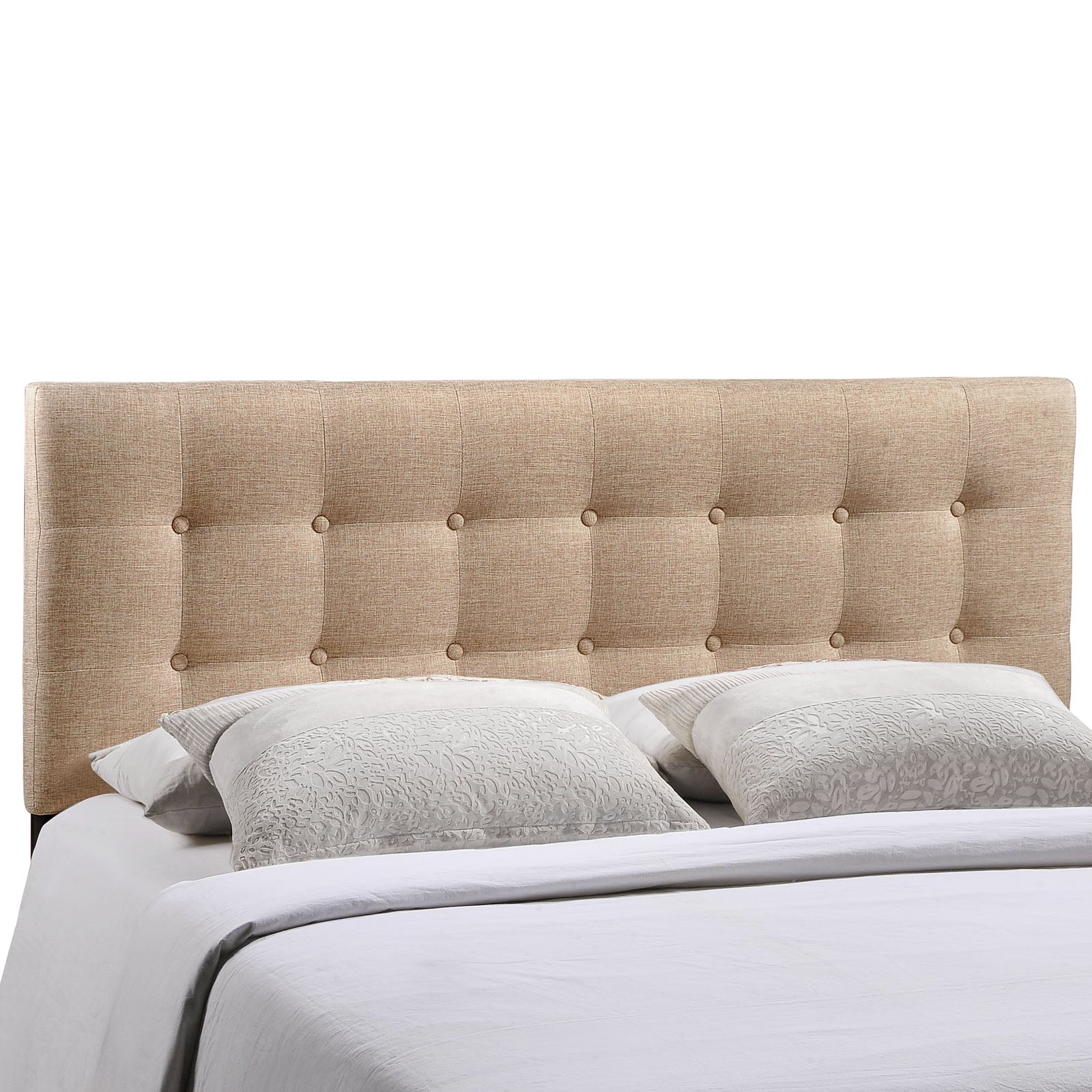 Emily Queen Upholstered Fabric Headboard - Beige