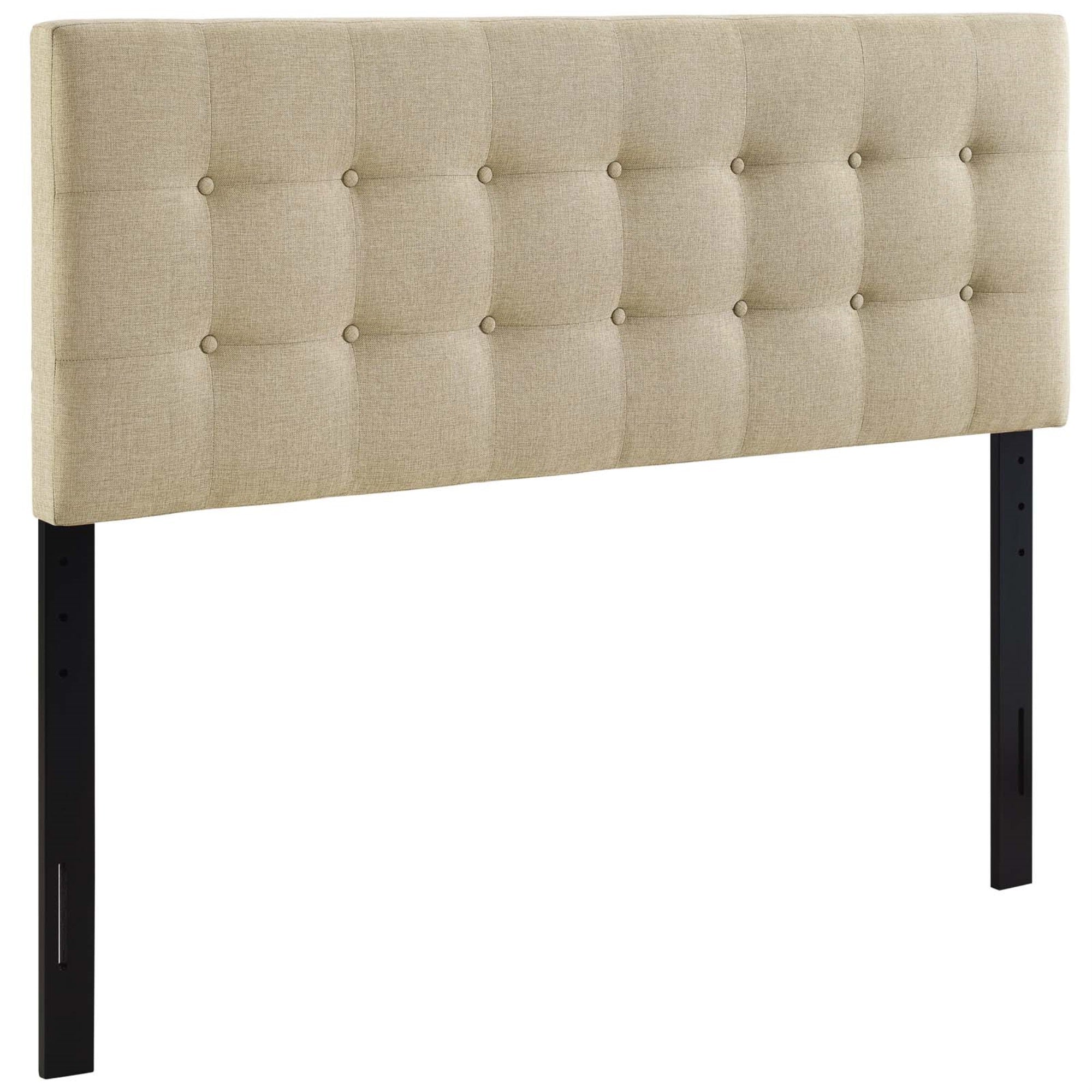 Ergode Emily Button Tufted Linen Fabric Upholstered Full Headboard - Elegant And Durable, Ideal For Contemporary Bedrooms - Beige