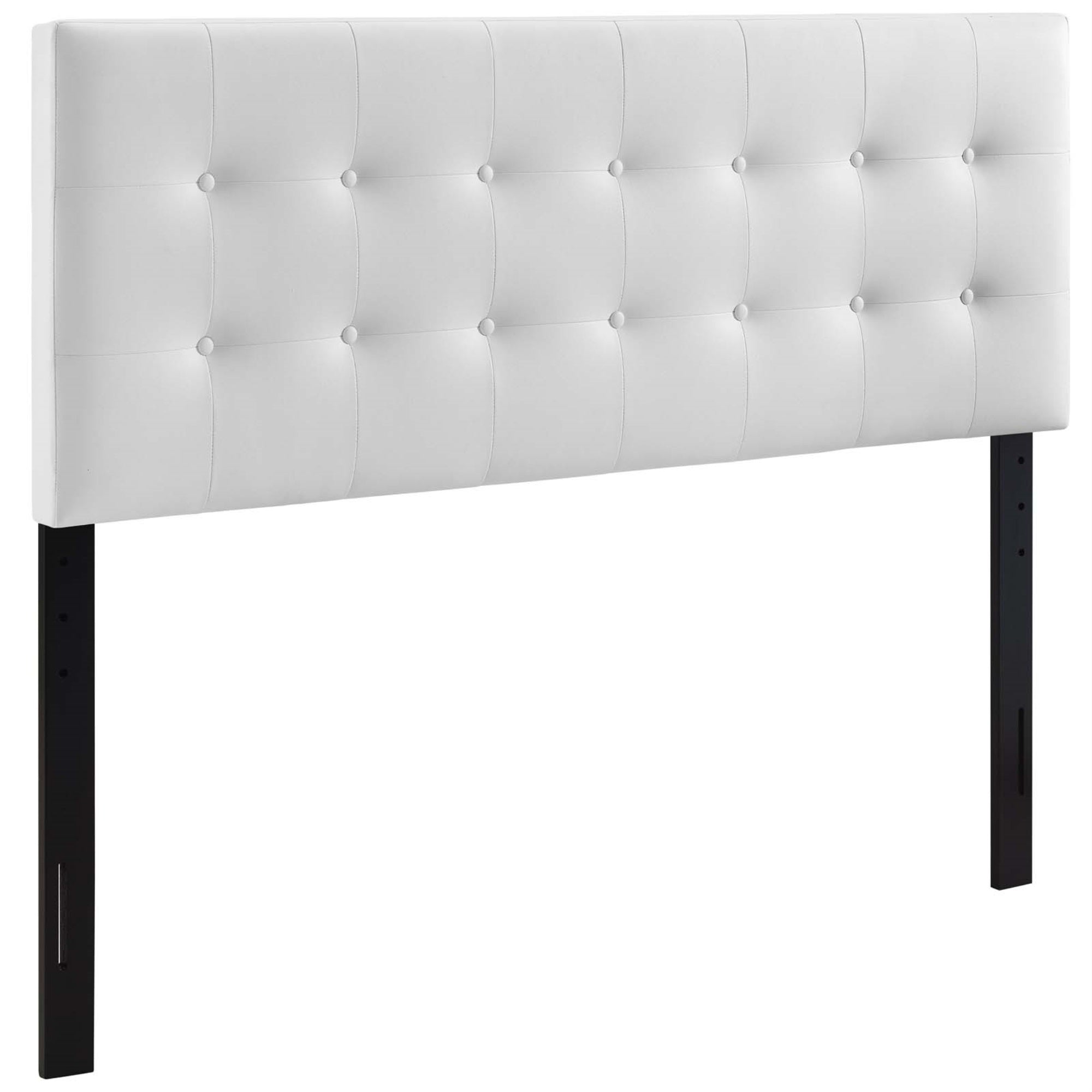 Ergode Emily Button Tufted Faux Leather Full Headboard - Elegant Design, Durable Construction, Stylish Addition To Your Bedroom - White
