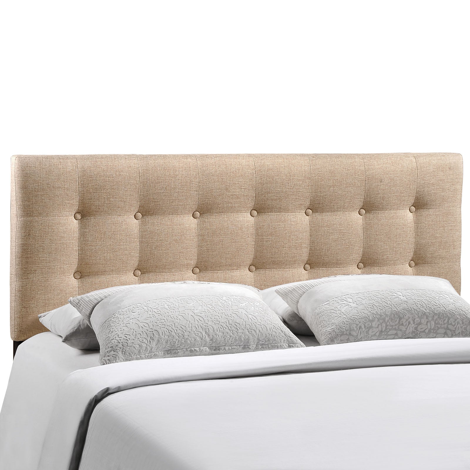 Emily King Upholstered Fabric Headboard - Beige