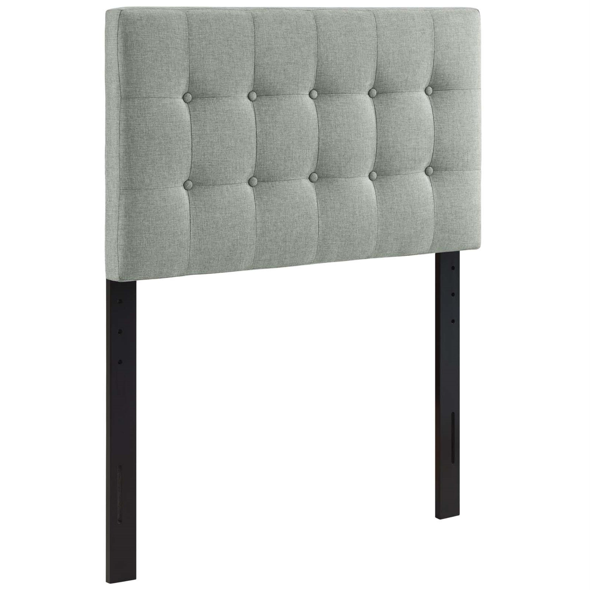 Ergode Emily Button Tufted Linen Fabric Upholstered Twin Headboard - Elegant And Stylish Gray Upholstery - Lightweight And Sturdy Construction - Complete Bedroom Decor Solution