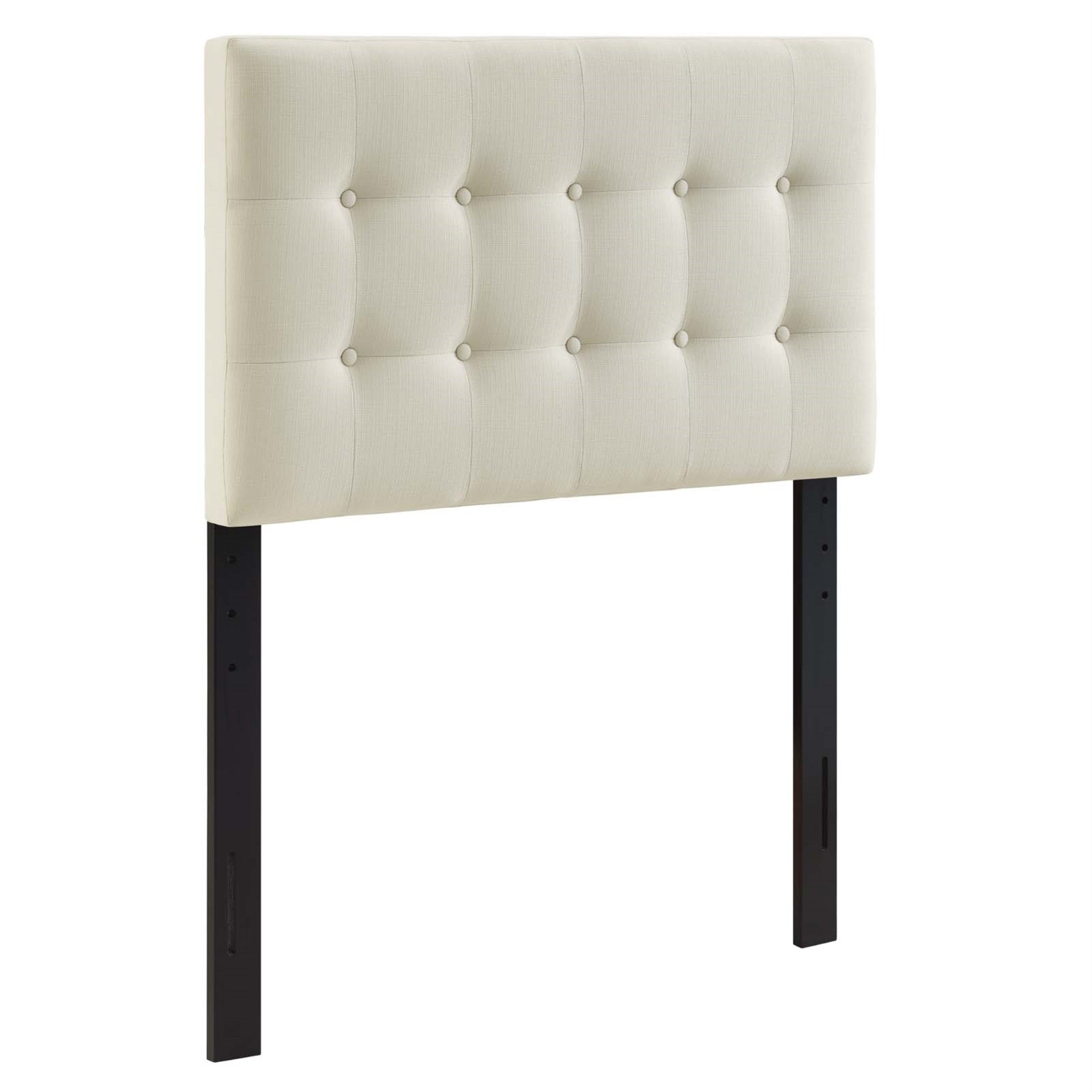 Ergode Emily Button Tufted Linen Fabric Upholstered Twin Headboard - Elegant And Durable Ivory Upholstery For Contemporary Bedrooms