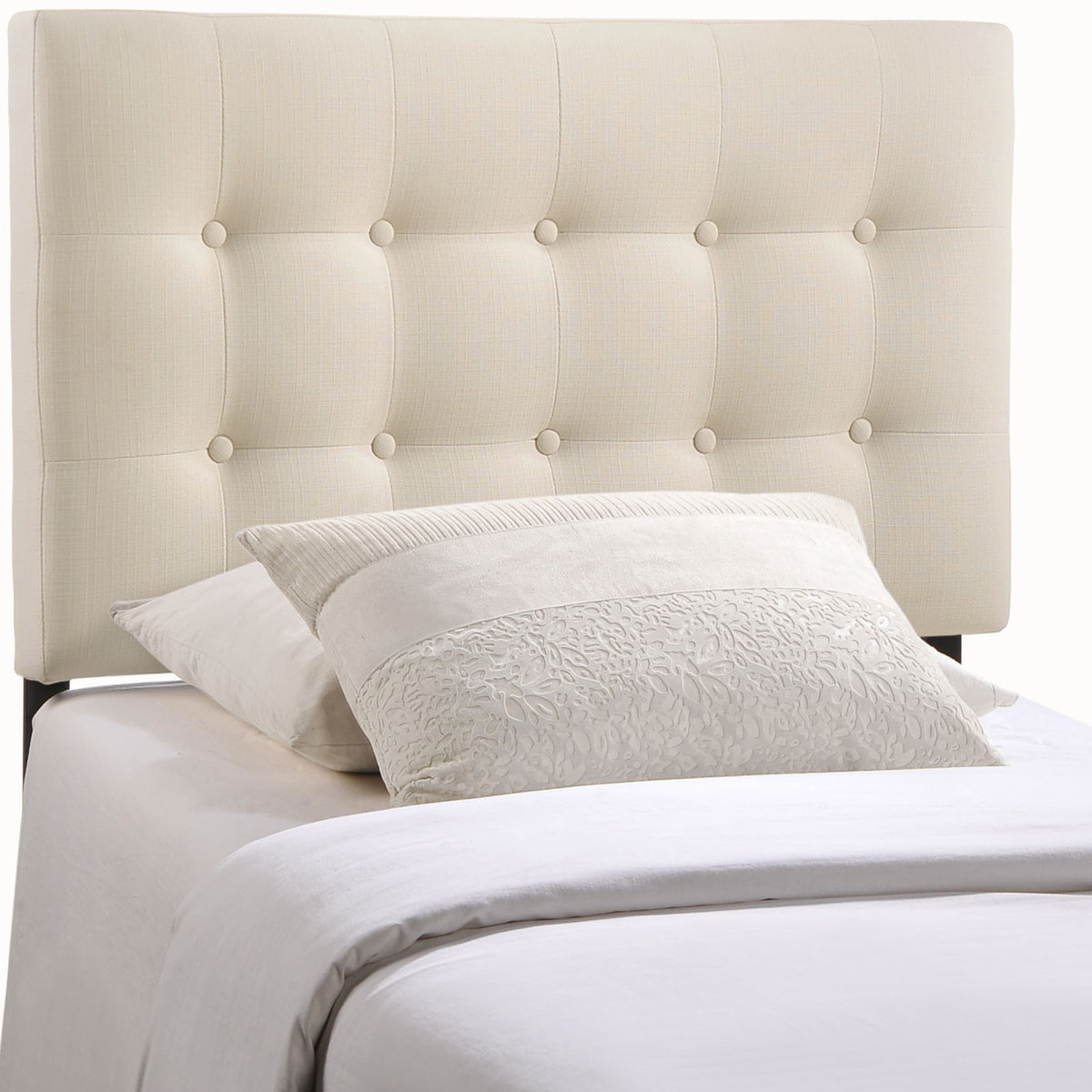 Casafoyer Sophisticated Emily Button Tufted Linen Fabric Twin Headboard