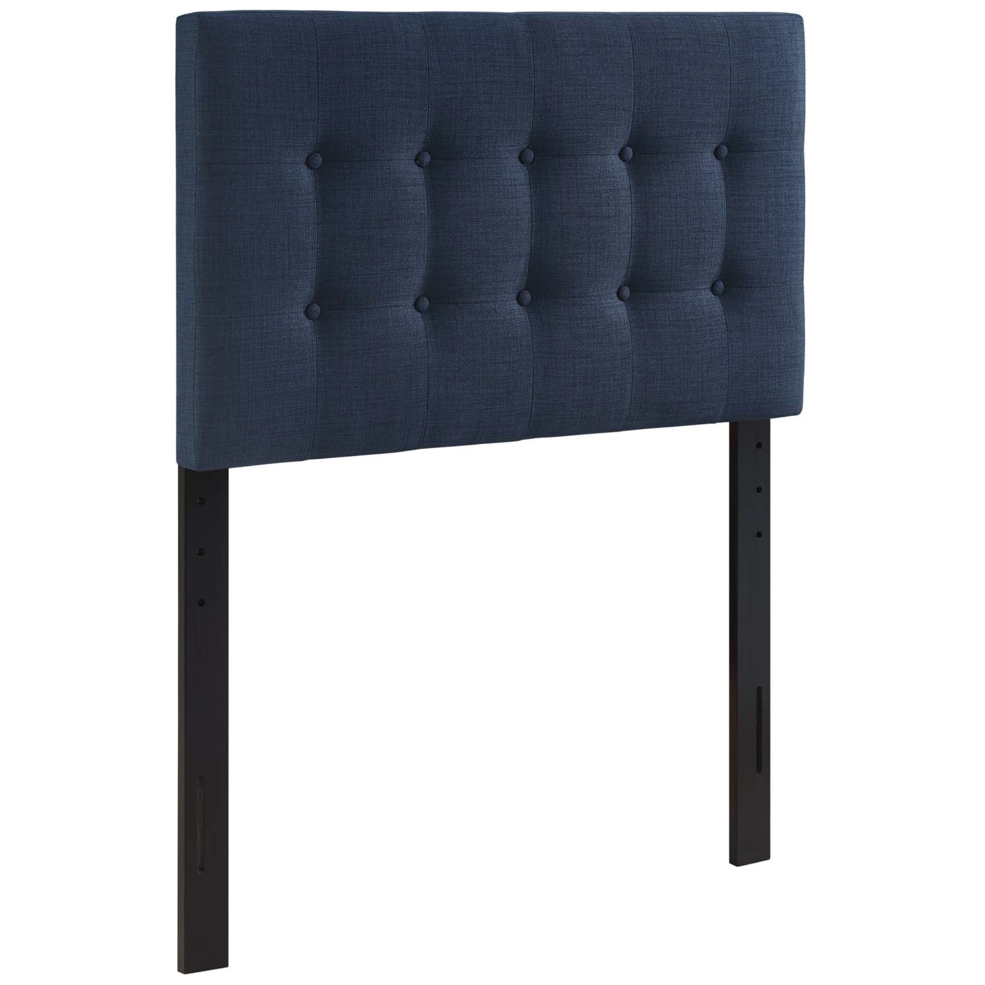 Ergode Emily Button Tufted Linen Fabric Upholstered Twin Headboard - Elegant And Durable Navy Upholstery For Contemporary And Modern Bedrooms.
