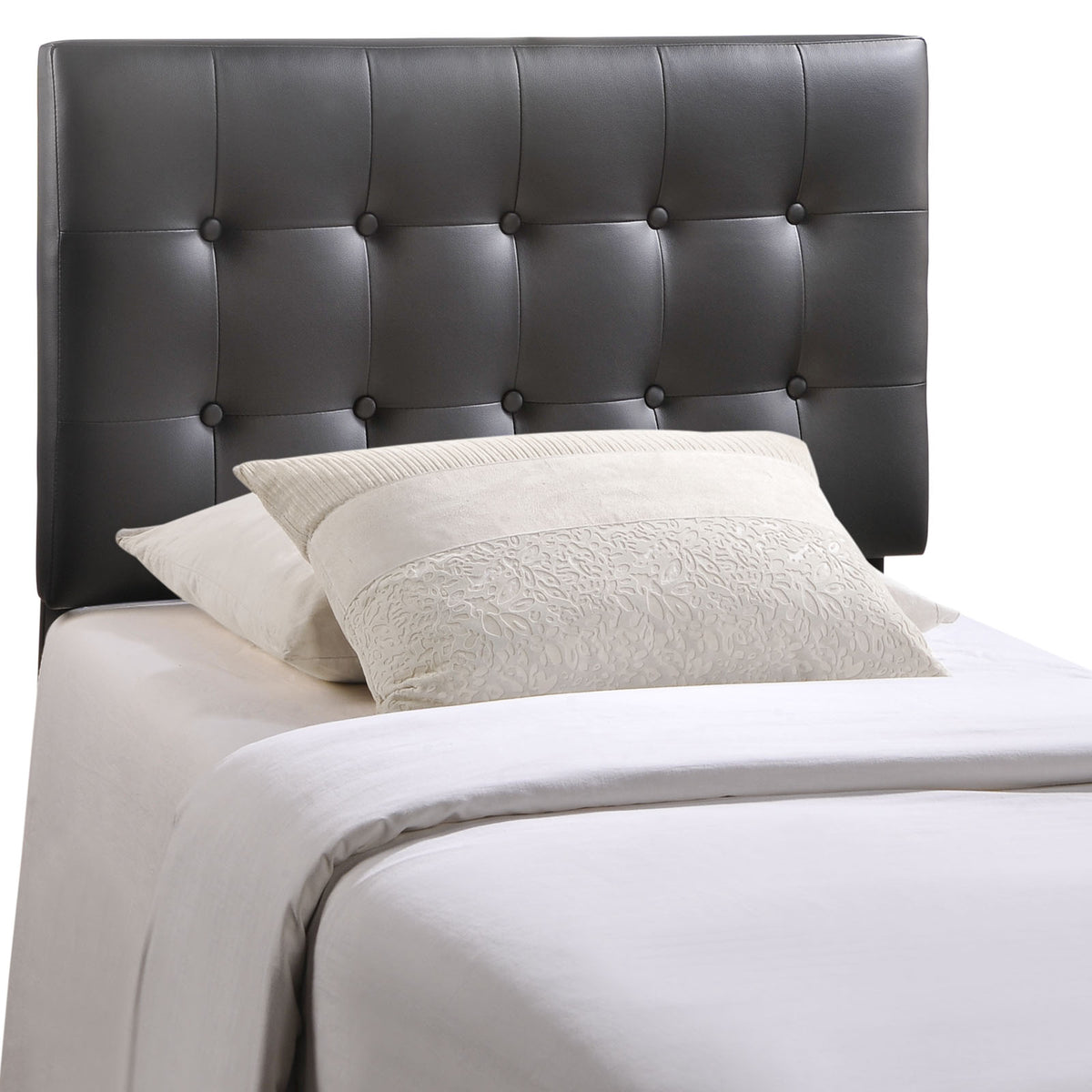 Emily Twin Upholstered Vinyl Headboard - Black
