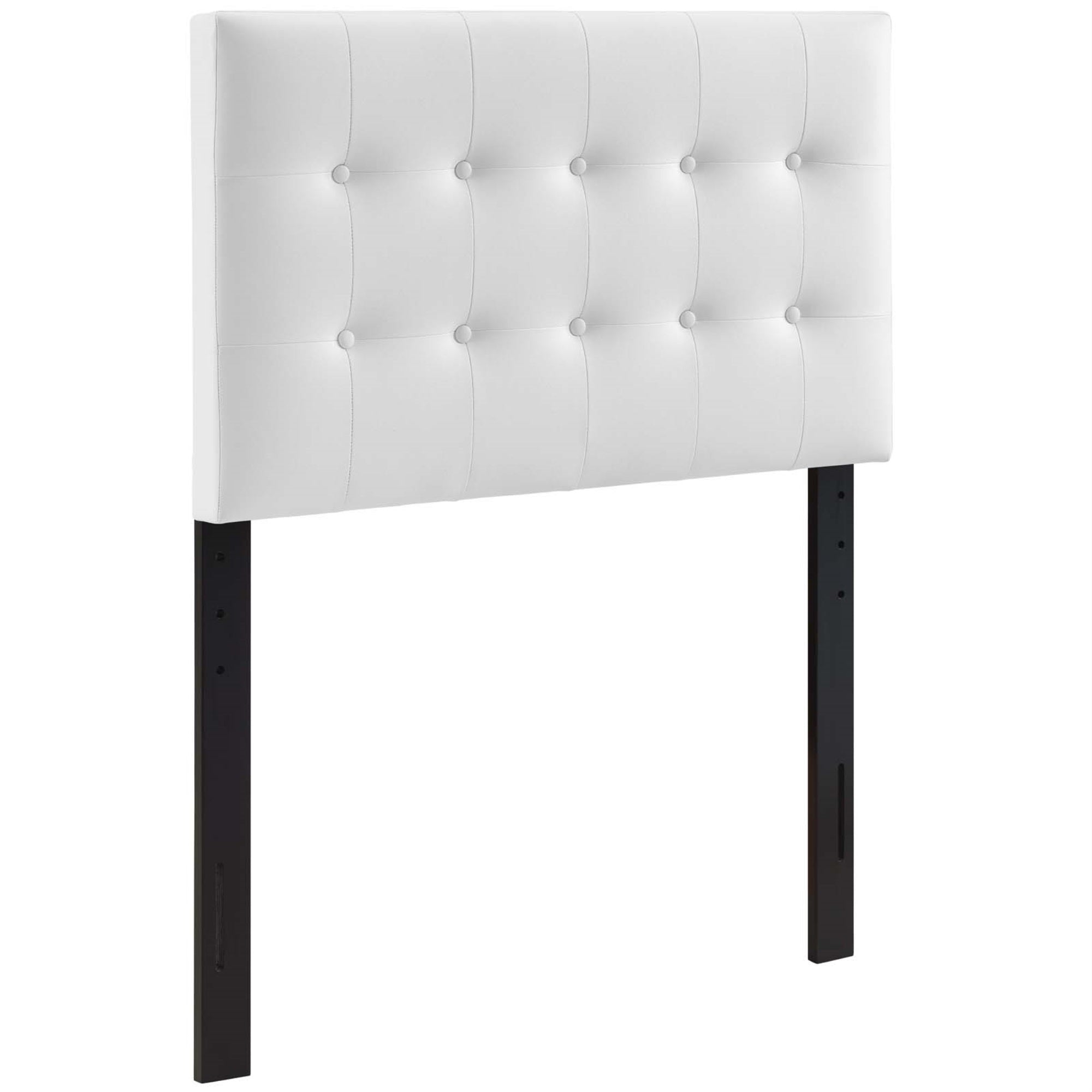 Ergode Emily Button Tufted Faux Leather Twin Headboard - Upgrade Your Bedroom With Elegance & Sophistication - Lightweight & Durable - White