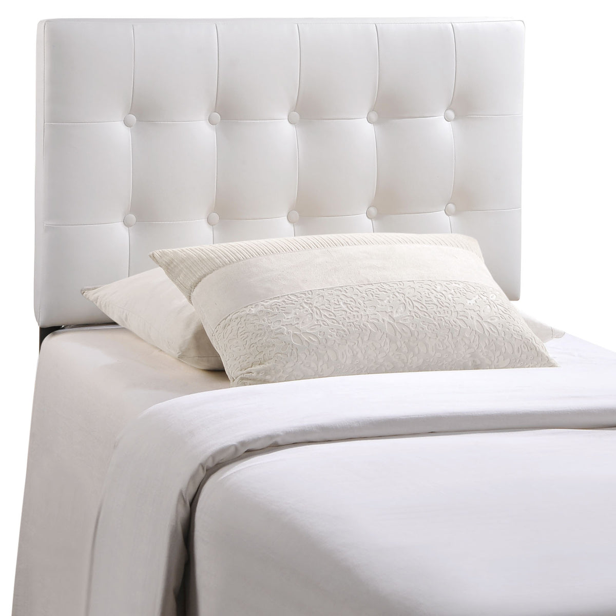 Emily Twin Upholstered Vinyl Headboard - White