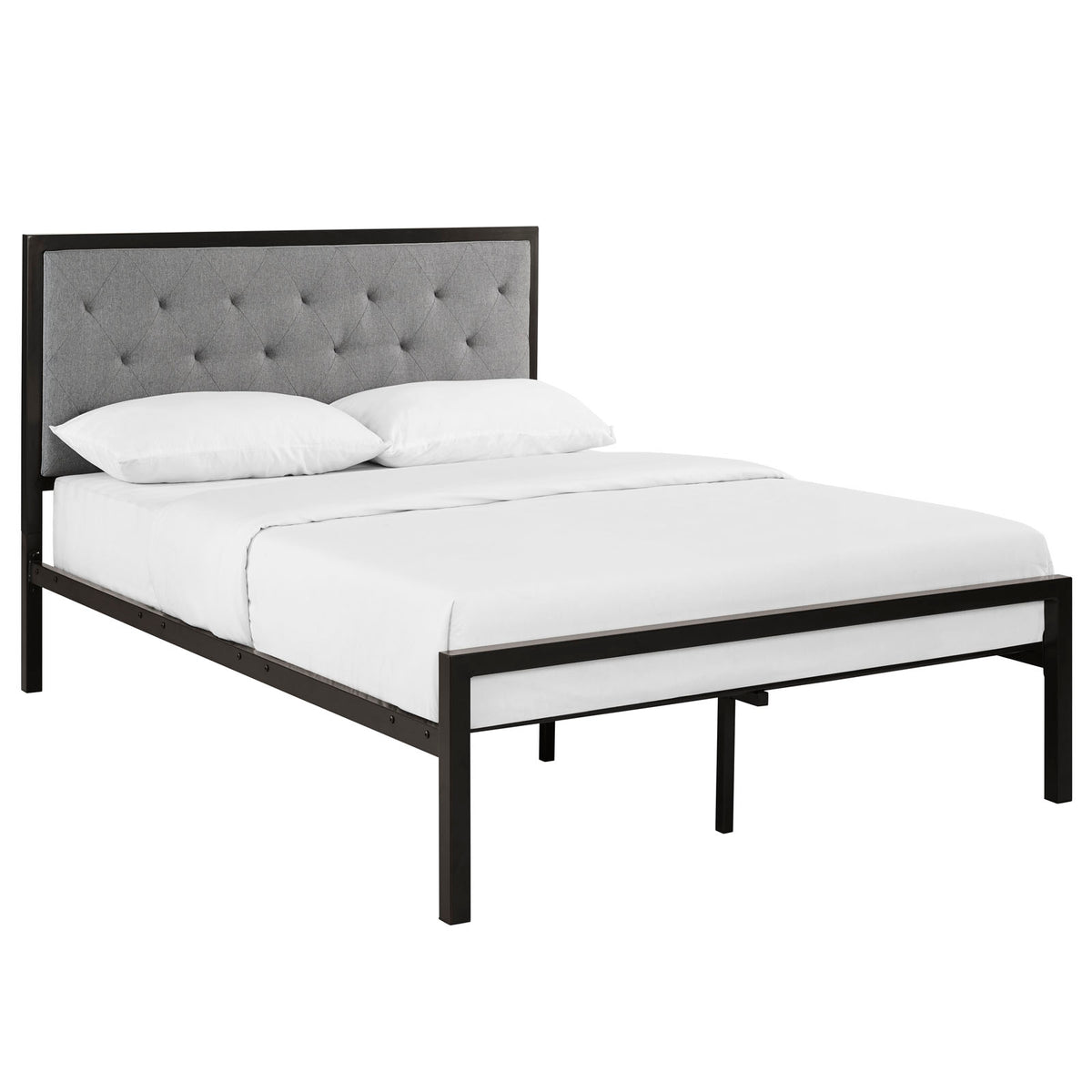 Mia Full Fabric Bed - Brown Gray