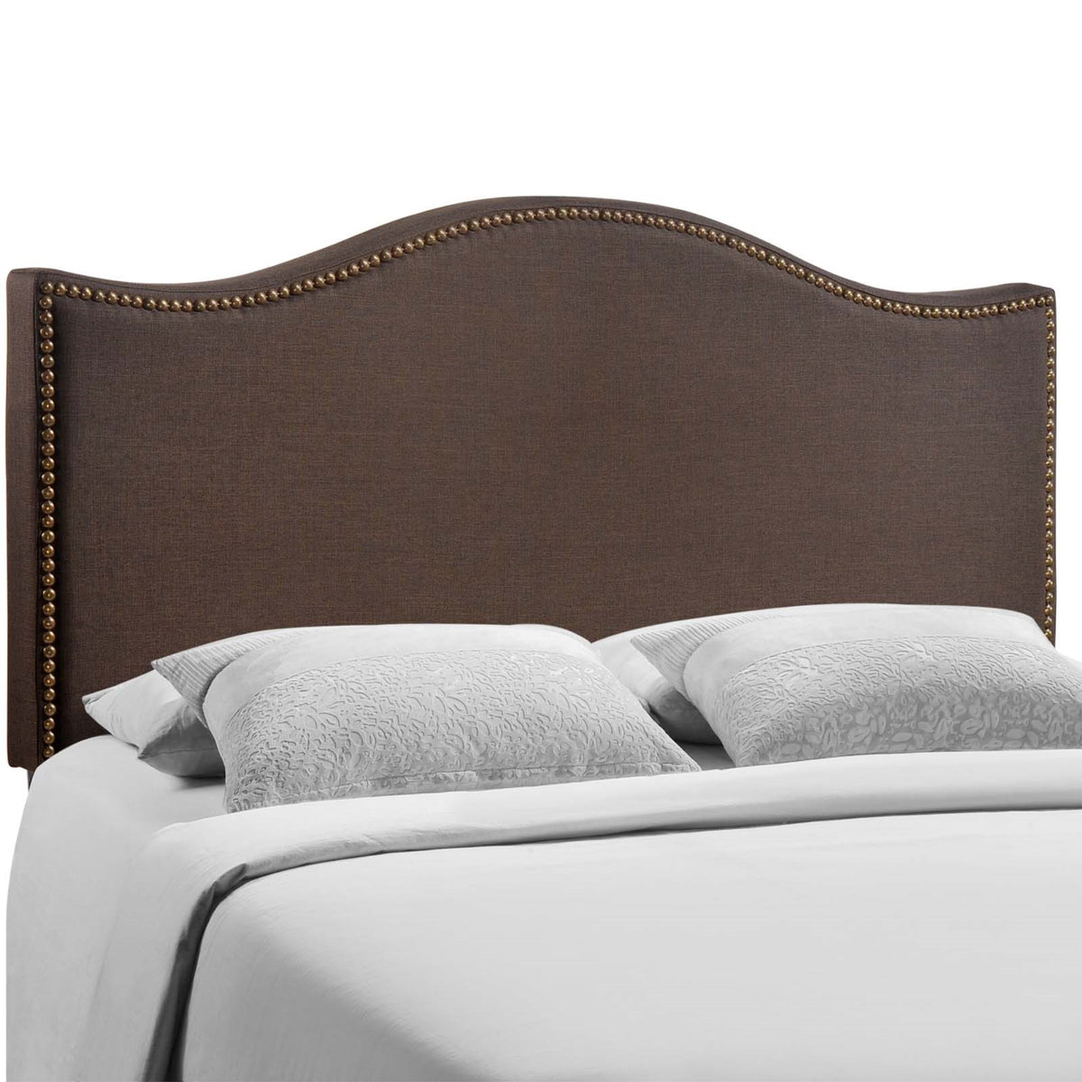 Curl Queen Nailhead Trim Headboard - Elegant Linen Fabric, Modern Design, Exceptional Support & Comfort - Perfect Fit For Queen-Sized Bed