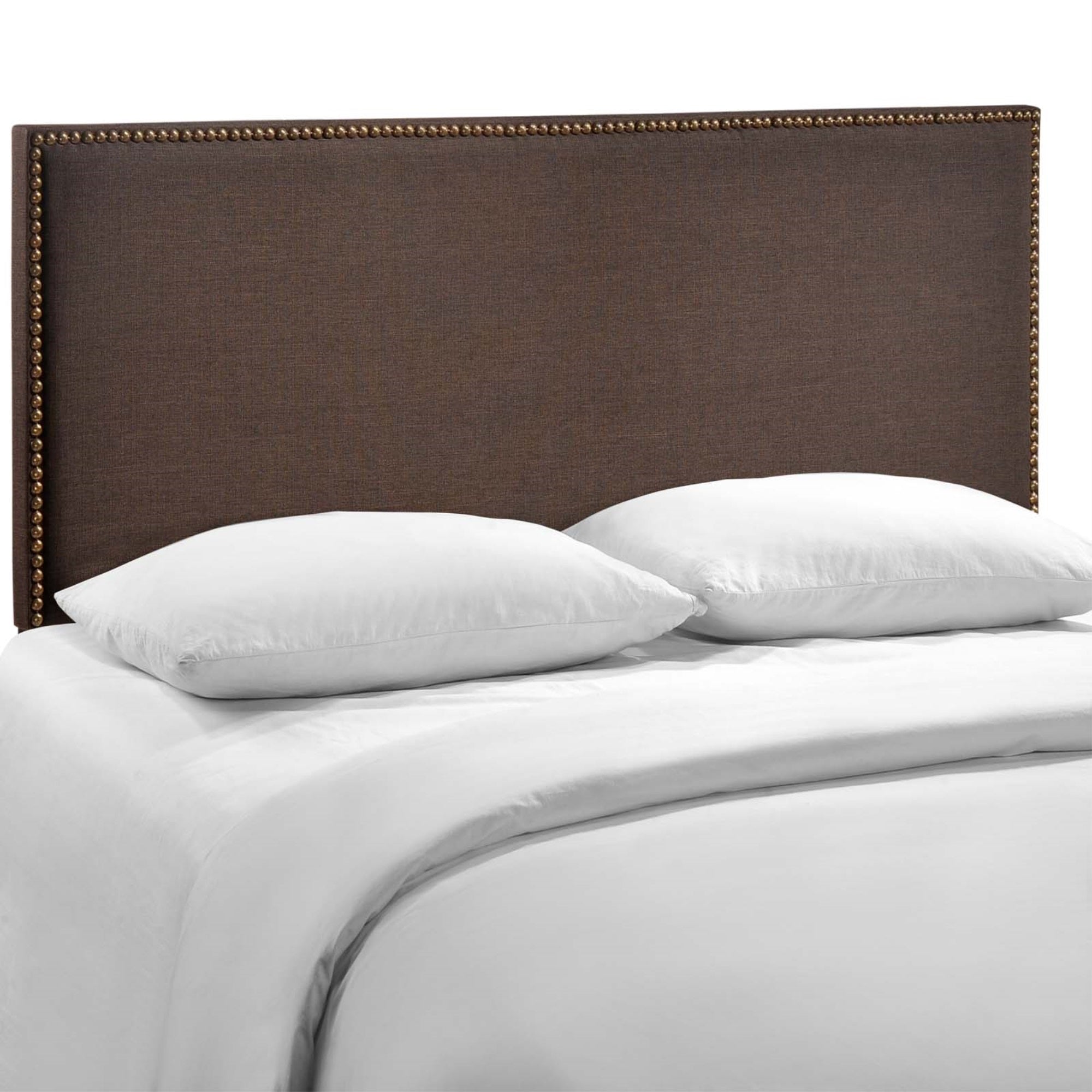 Ergode Region Linen Fabric Upholstered Queen Headboard - Spacious & Stylish, High-Quality Particleboard, Solid Wood Poles, Fine Linen Fabric Upholstery, Chic Nailhead Trim, Contemporary Design, Fits Most Queen Beds.