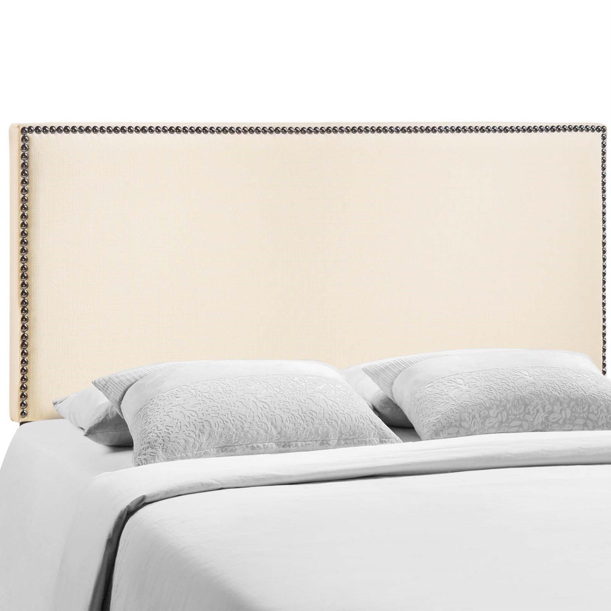 Ergode Region Linen Fabric Upholstered Queen Headboard - Spacious, Serene, And Elegant Design With Nailhead Trim - Upgrade Your Bed