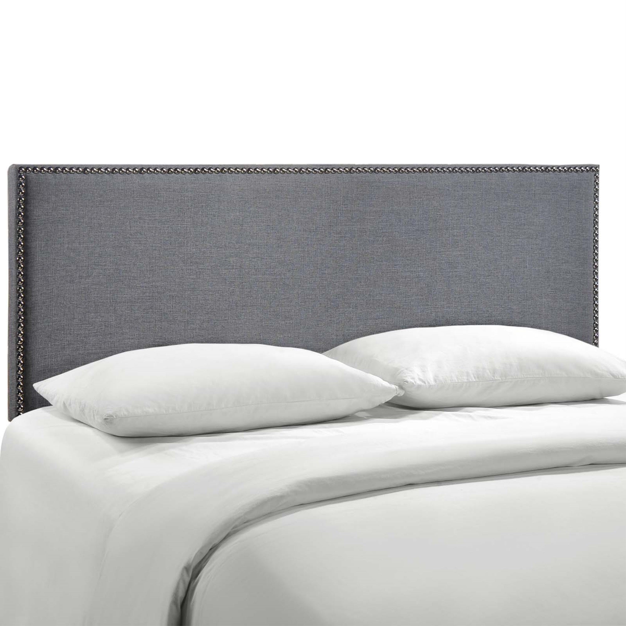 Ergode Region Linen Fabric Upholstered Queen Headboard - Spacious & Elegant Design, Particleboard & Solid Wood Construction, Stylish Nailhead Trim.